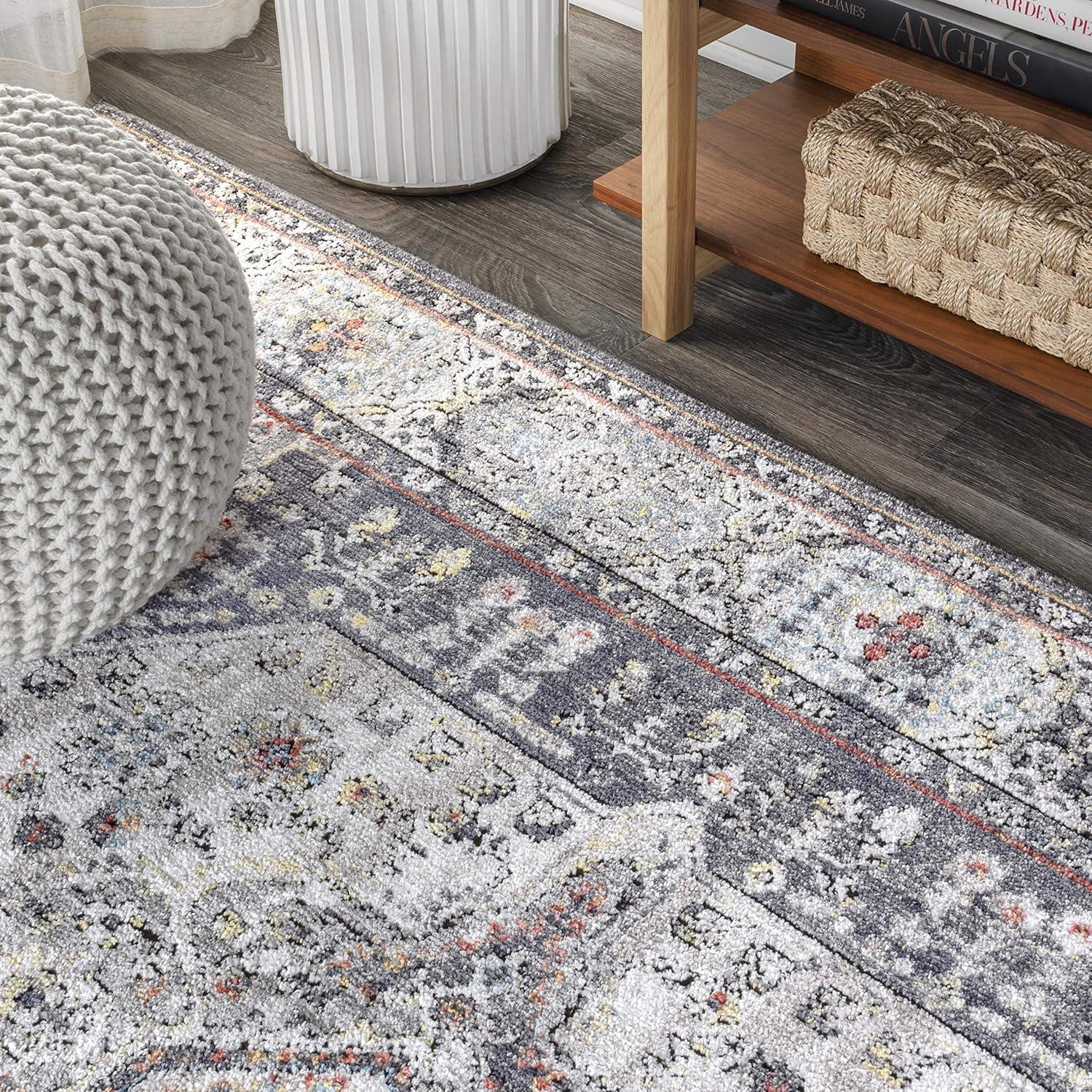 image:imageJONATHAN Y Kesan Medallion Charcoal GrayIvory Runner Rug 2x8 Vintage Glam EasyCleaning for Living Room Bedroom Kitchen Pet Friendly NonShedding RES106B28Grey