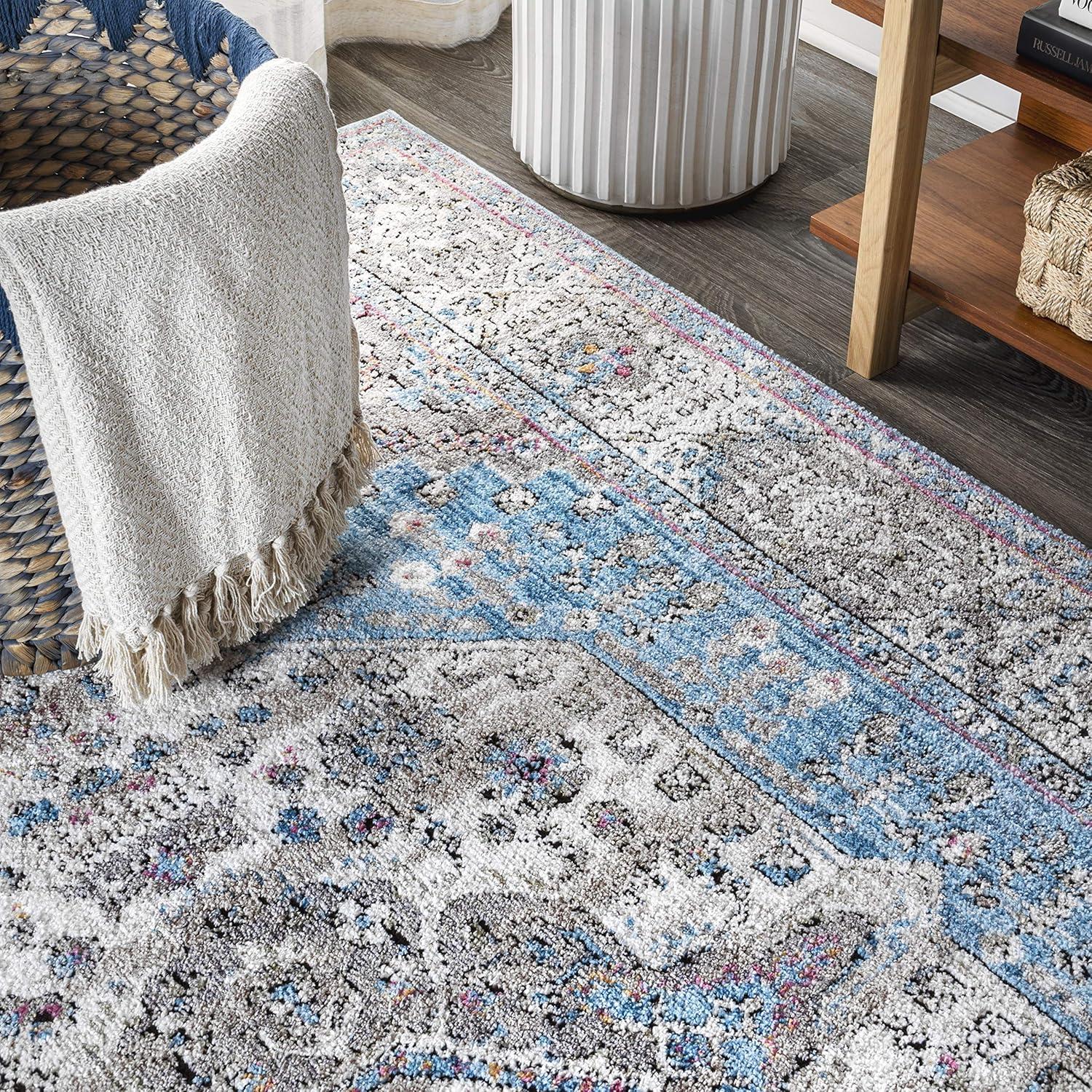 image:imageJONATHAN Y Kesan Medallion Charcoal GrayIvory Runner Rug 2x8 Vintage Glam EasyCleaning for Living Room Bedroom Kitchen Pet Friendly NonShedding RES106B28Blue