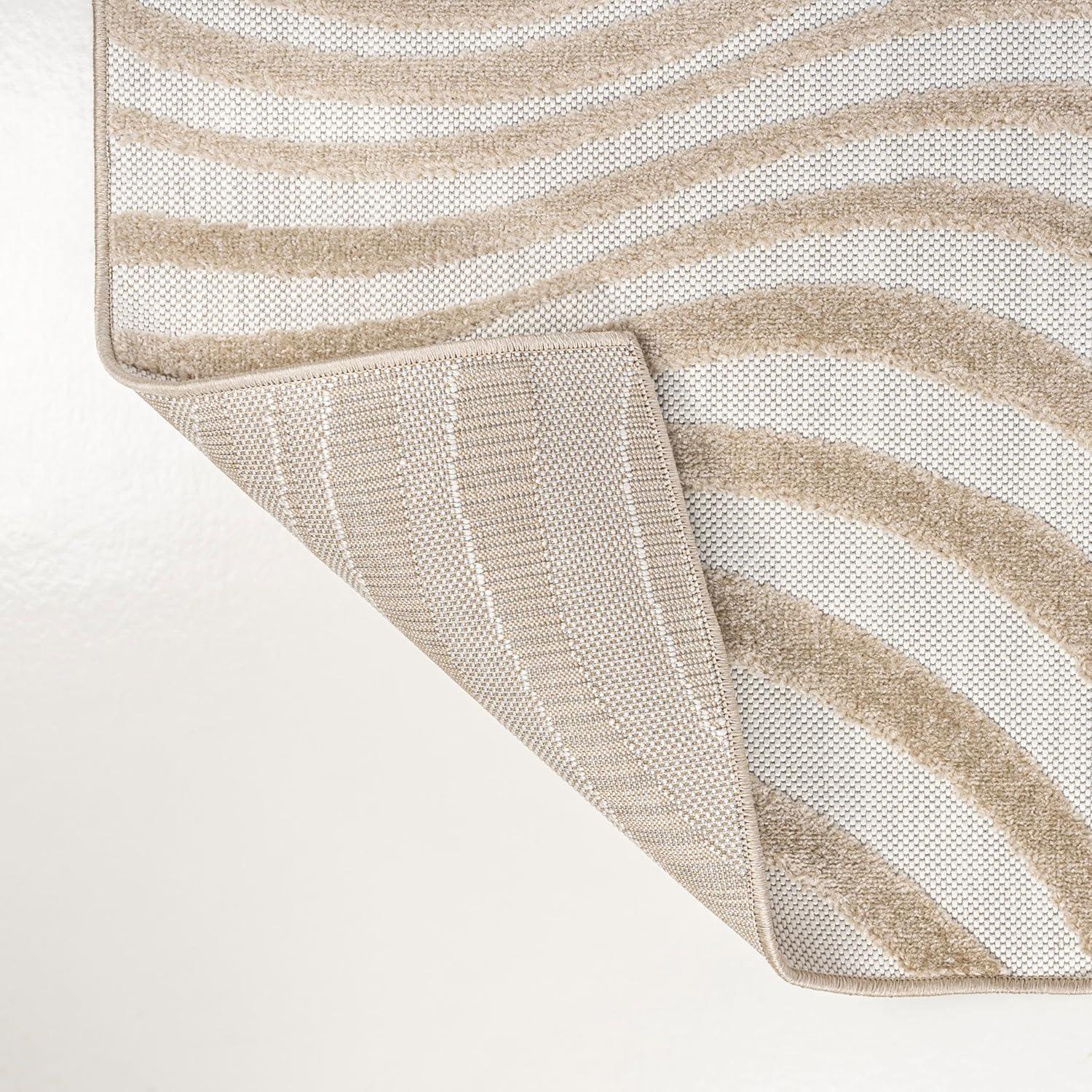 image:imageJONATHAN Y Maribo HighLow Abstract Striped BeigeCream 5x8 IndoorOutdoor Area Rug for Patio Backyard Living Room Bedroom Office HoseWashable SCN103D5BeigeCream