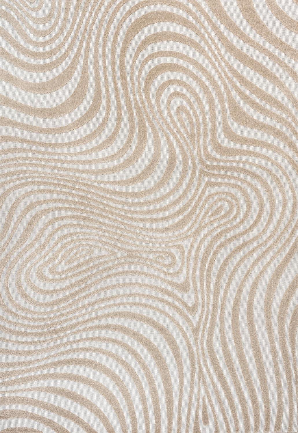 image:imageJONATHAN Y Maribo HighLow Abstract Striped BeigeCream 5x8 IndoorOutdoor Area Rug for Patio Backyard Living Room Bedroom Office HoseWashable SCN103D5BeigeCream