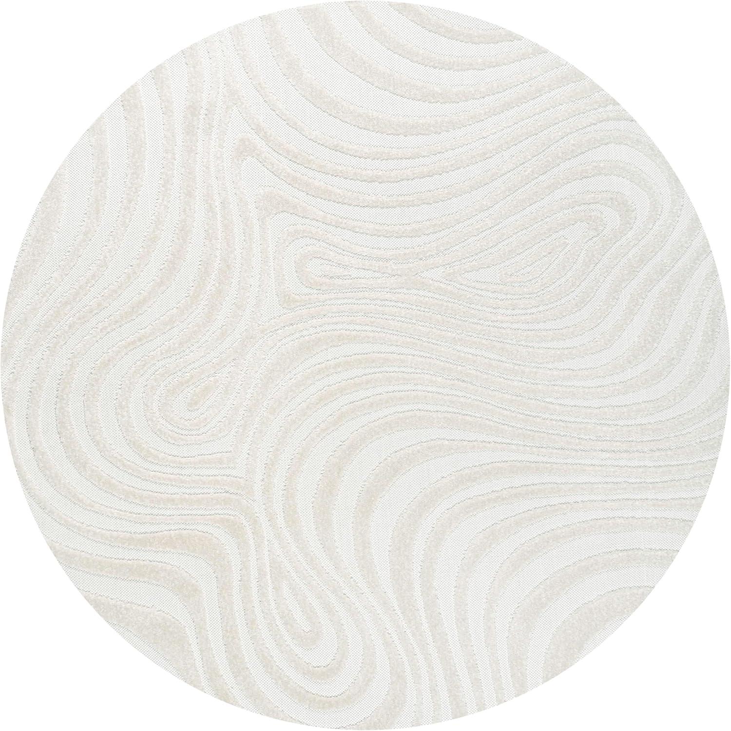 image:imageJONATHAN Y Maribo HighLow Abstract Striped BeigeCream 5x8 IndoorOutdoor Area Rug for Patio Backyard Living Room Bedroom Office HoseWashable SCN103D5CreamIvory