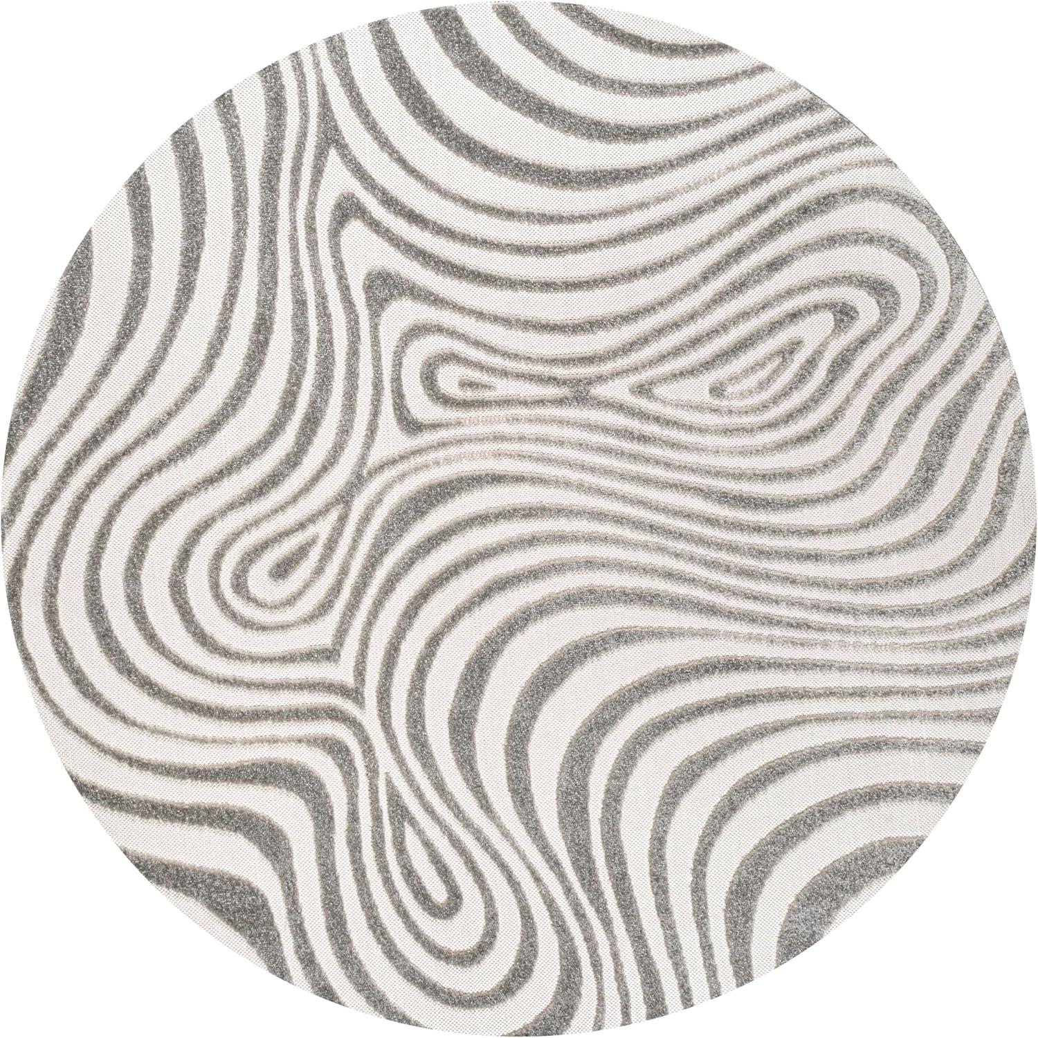 image:imageJONATHAN Y Maribo HighLow Abstract Striped BeigeCream 5x8 IndoorOutdoor Area Rug for Patio Backyard Living Room Bedroom Office HoseWashable SCN103D5GrayIvory