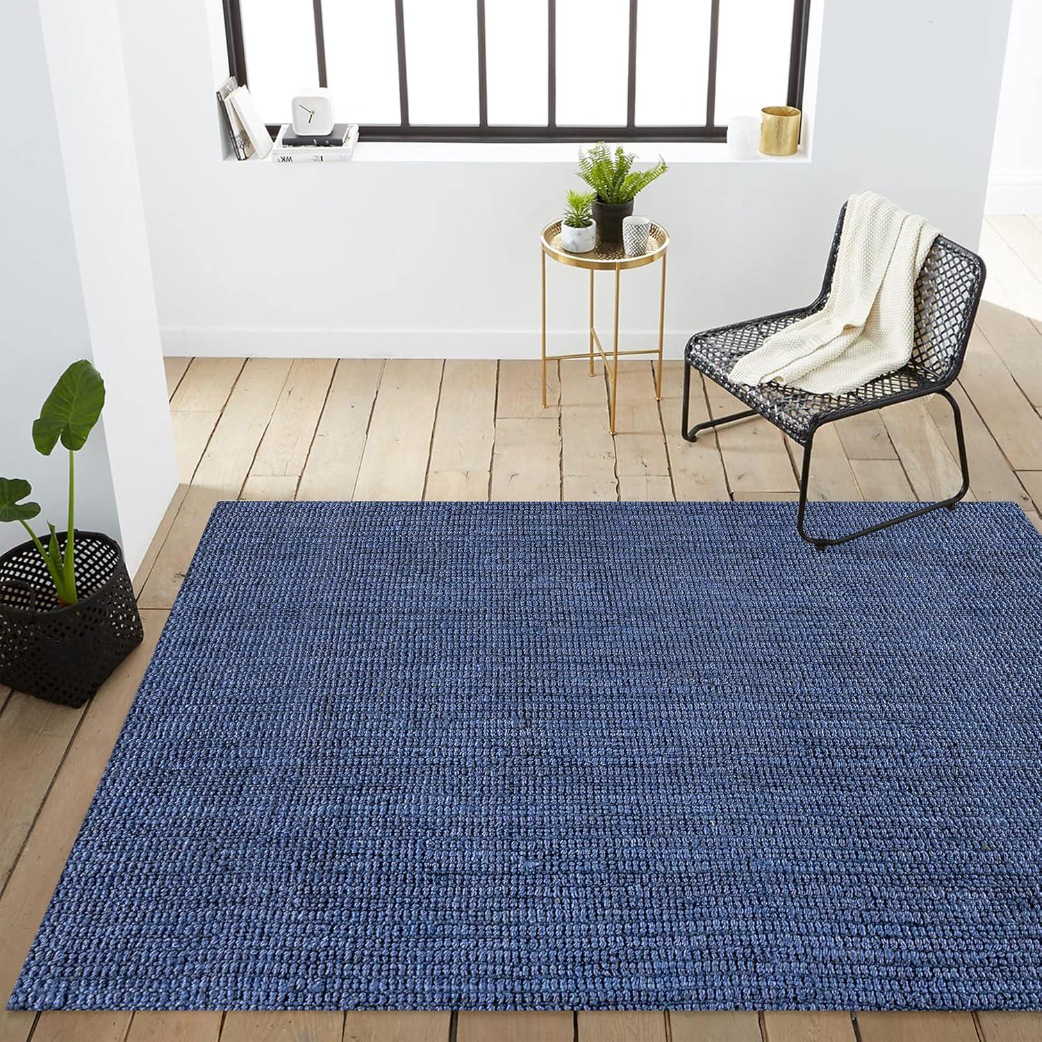 image:imageJONATHAN Y Pata Hand Woven Chunky Jute Brown Indoor Area Rug 5x8 Bohemian Rustic Cottage EasyCleaning for Living Room Bedroom Kitchen NonShedding NRF102G5Navy