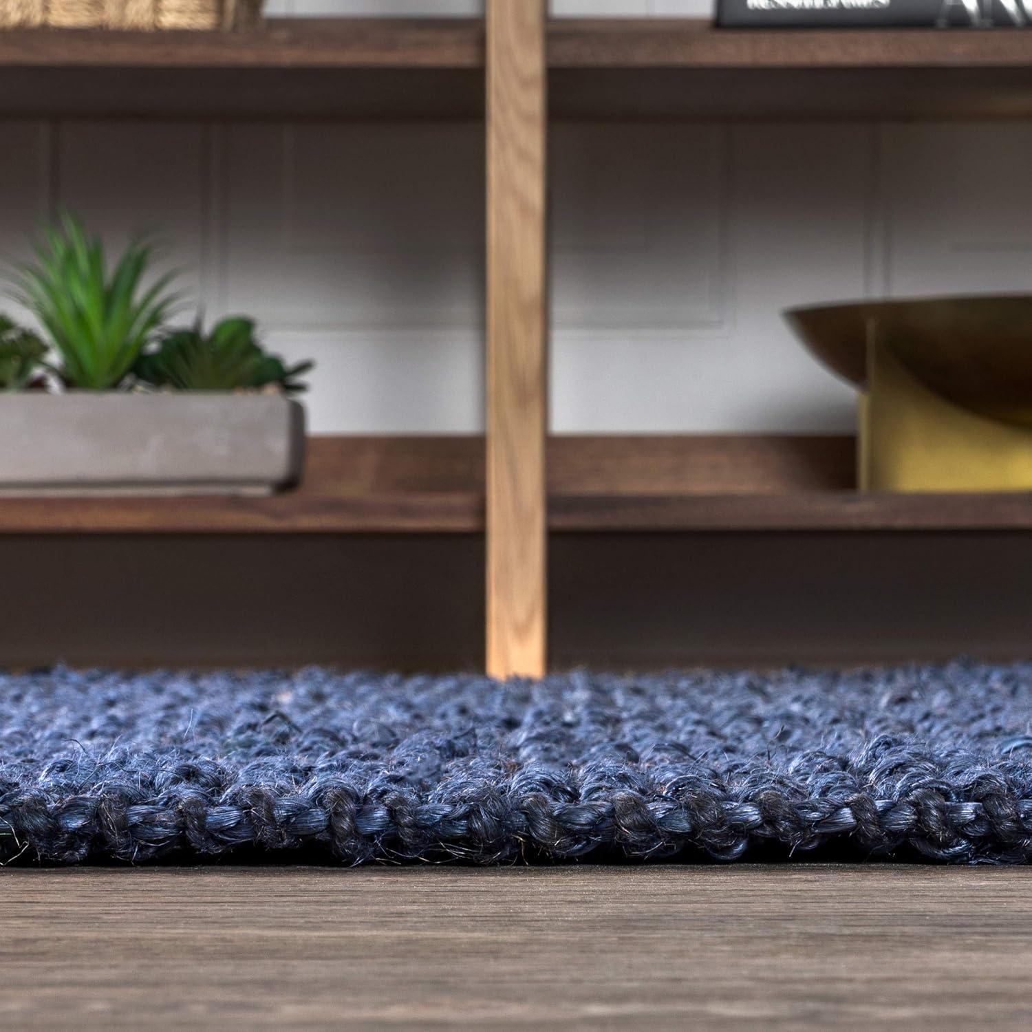 image:imageJONATHAN Y Pata Hand Woven Chunky Jute Brown Indoor Area Rug 5x8 Bohemian Rustic Cottage EasyCleaning for Living Room Bedroom Kitchen NonShedding NRF102G5Navy
