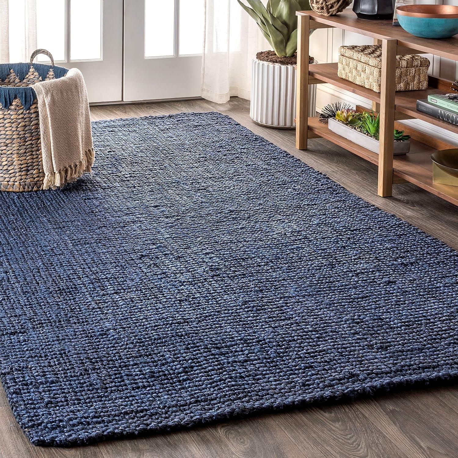 image:imageJONATHAN Y Pata Hand Woven Chunky Jute Brown Indoor Area Rug 5x8 Bohemian Rustic Cottage EasyCleaning for Living Room Bedroom Kitchen NonShedding NRF102G5Navy