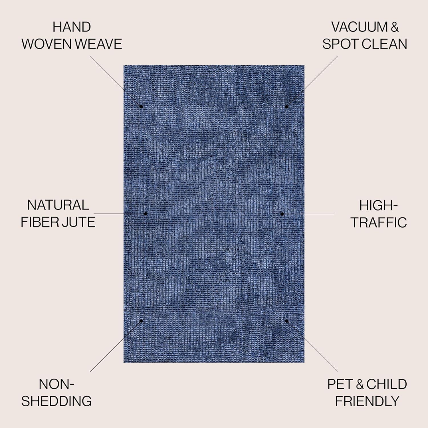 image:imageJONATHAN Y Pata Hand Woven Chunky Jute Brown Indoor Area Rug 5x8 Bohemian Rustic Cottage EasyCleaning for Living Room Bedroom Kitchen NonShedding NRF102G5Navy