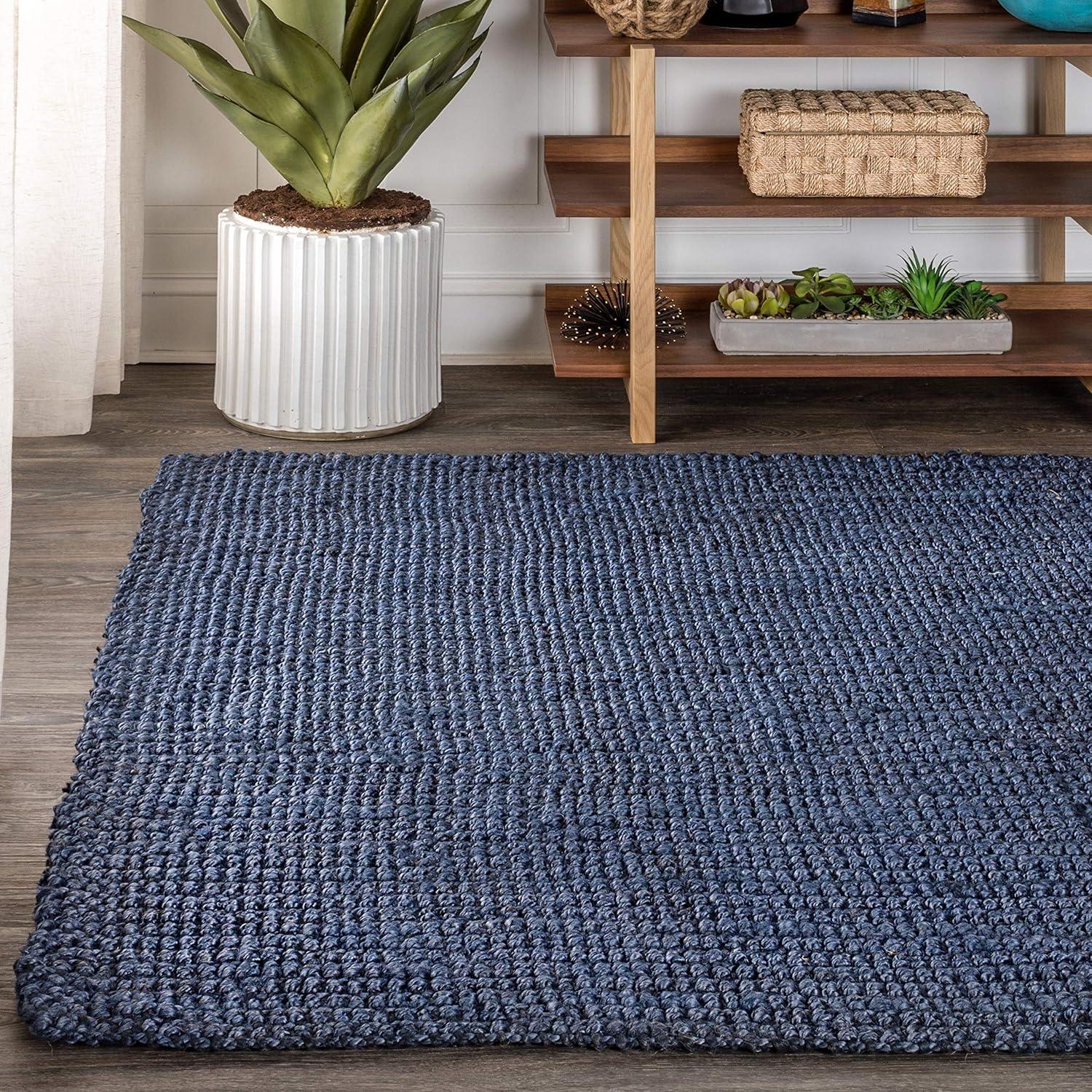 image:imageJONATHAN Y Pata Hand Woven Chunky Jute Brown Indoor Area Rug 5x8 Bohemian Rustic Cottage EasyCleaning for Living Room Bedroom Kitchen NonShedding NRF102G5Navy
