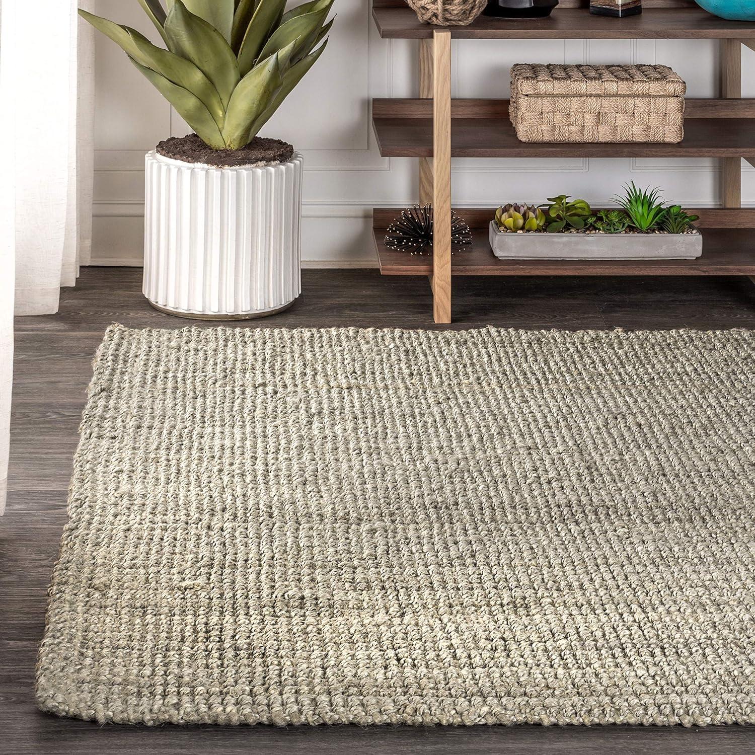image:imageJONATHAN Y Pata Hand Woven Chunky Jute Brown Indoor Area Rug 5x8 Bohemian Rustic Cottage EasyCleaning for Living Room Bedroom Kitchen NonShedding NRF102G5Grey