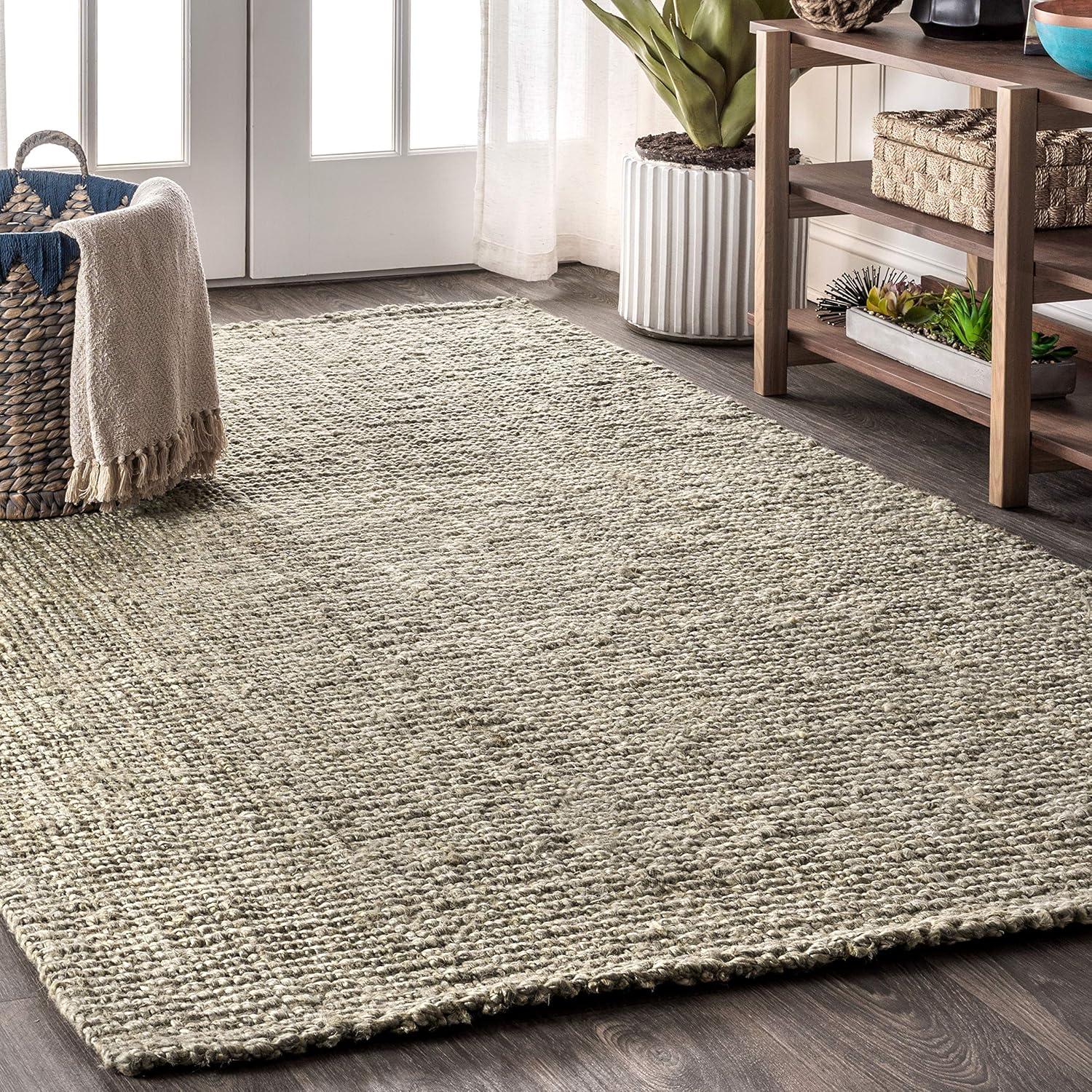 image:imageJONATHAN Y Pata Hand Woven Chunky Jute Brown Indoor Area Rug 5x8 Bohemian Rustic Cottage EasyCleaning for Living Room Bedroom Kitchen NonShedding NRF102G5Grey