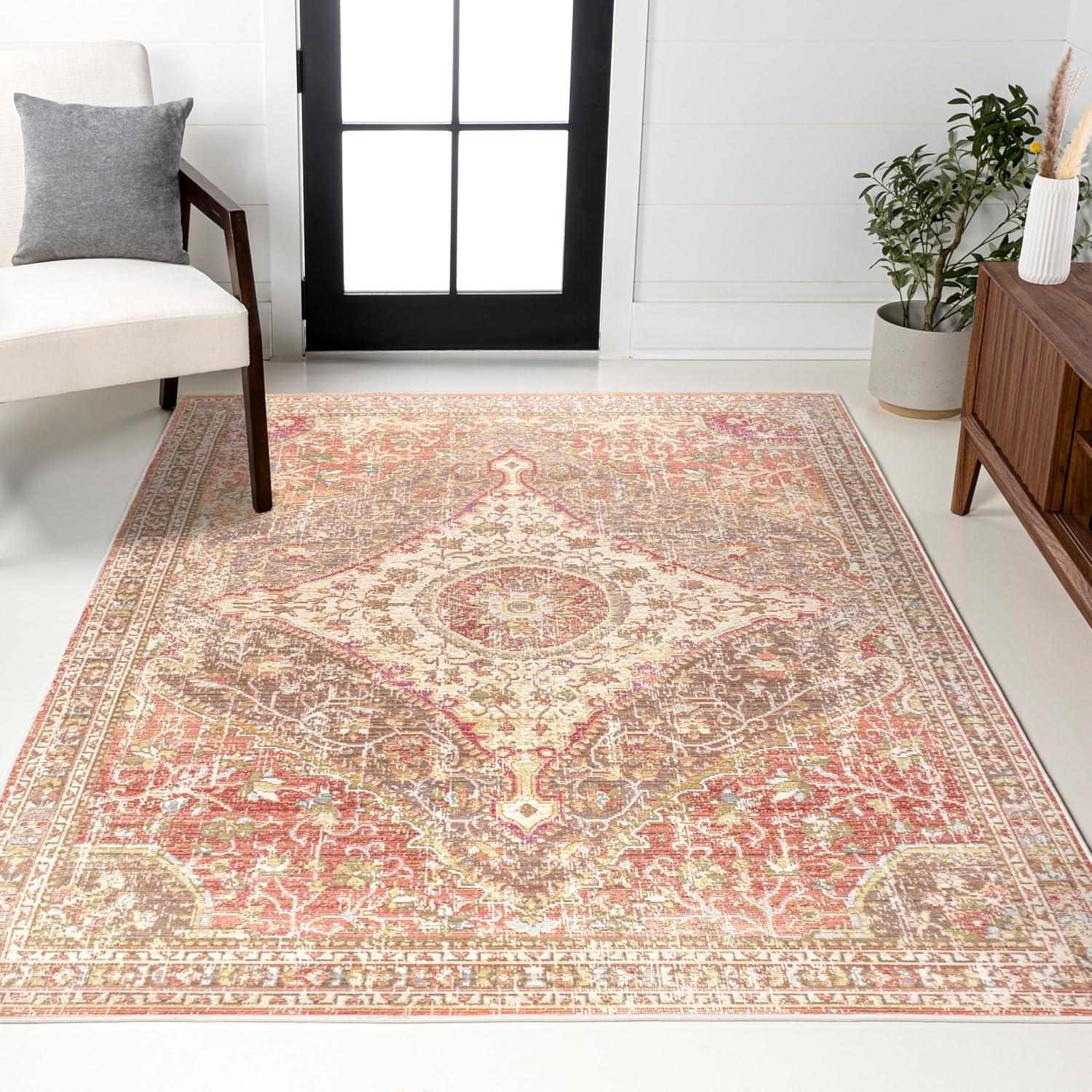 image:imageJONATHAN Y Petras Modern Ornate Medallion GrayBrown Indoor Area Rug 5x8 Transitional Traditional EasyCleaning for Living Room Bedroom Kitchen Pet Friendly NonShedding MDP307A5Brown