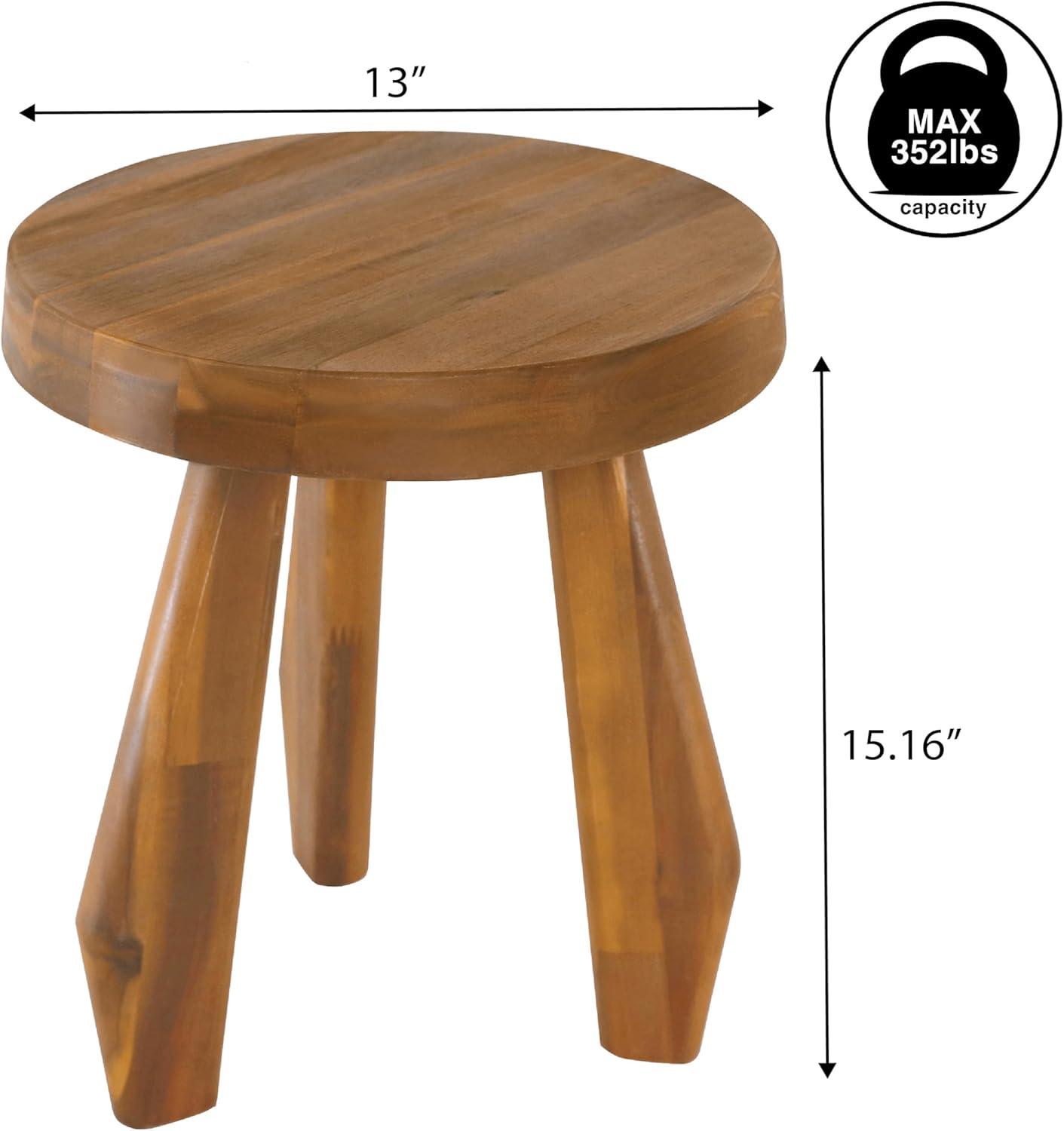 image:imageJONATHAN Y Rustic Coastal 15 Light Wood Solid Acacia Wood Outdoor Stool Tripod Round Patio Garden Stool Weather Resistant Accent Side Table for Porch Deck Lawn STL2000BNatural