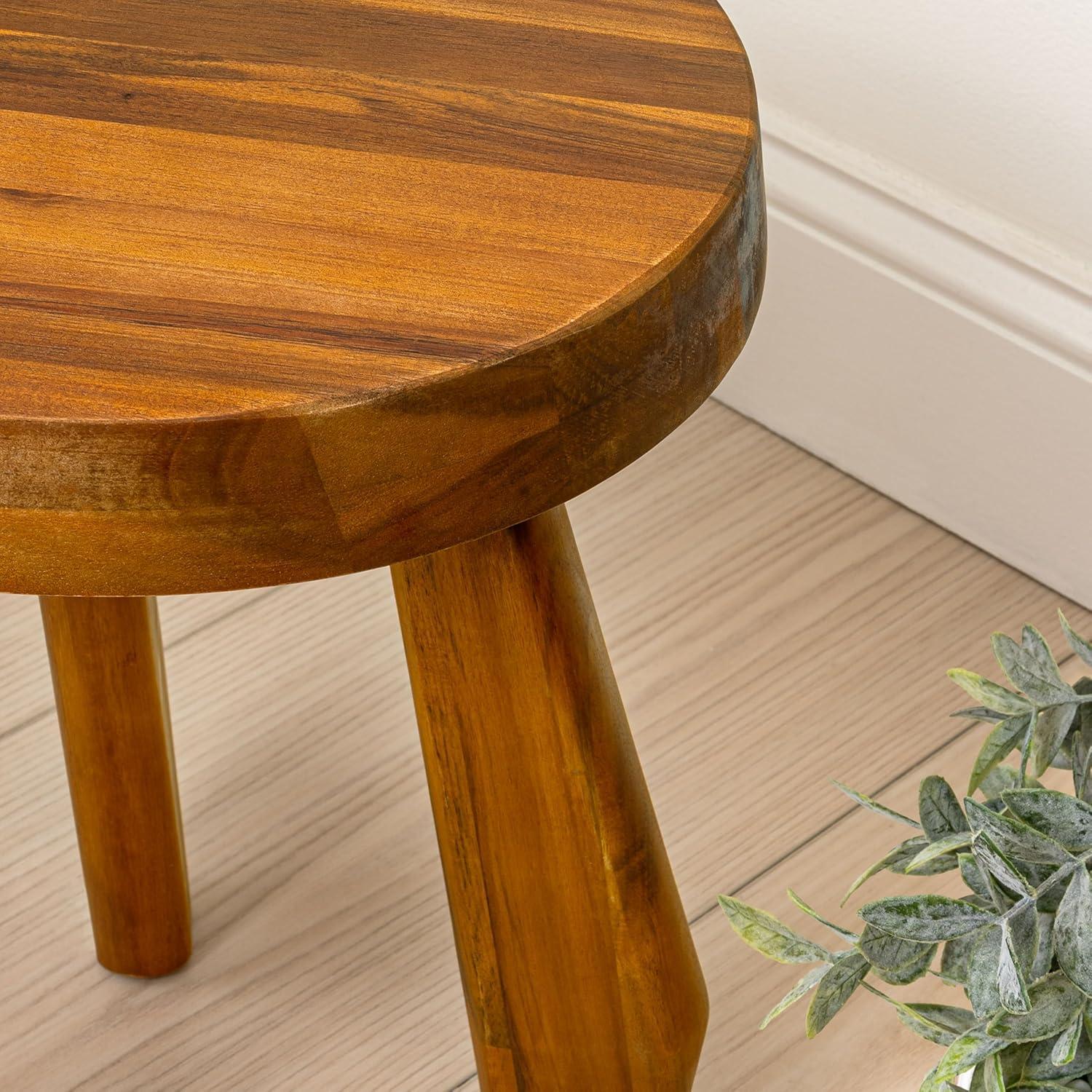 image:imageJONATHAN Y Rustic Coastal 15 Light Wood Solid Acacia Wood Outdoor Stool Tripod Round Patio Garden Stool Weather Resistant Accent Side Table for Porch Deck Lawn STL2000BNatural