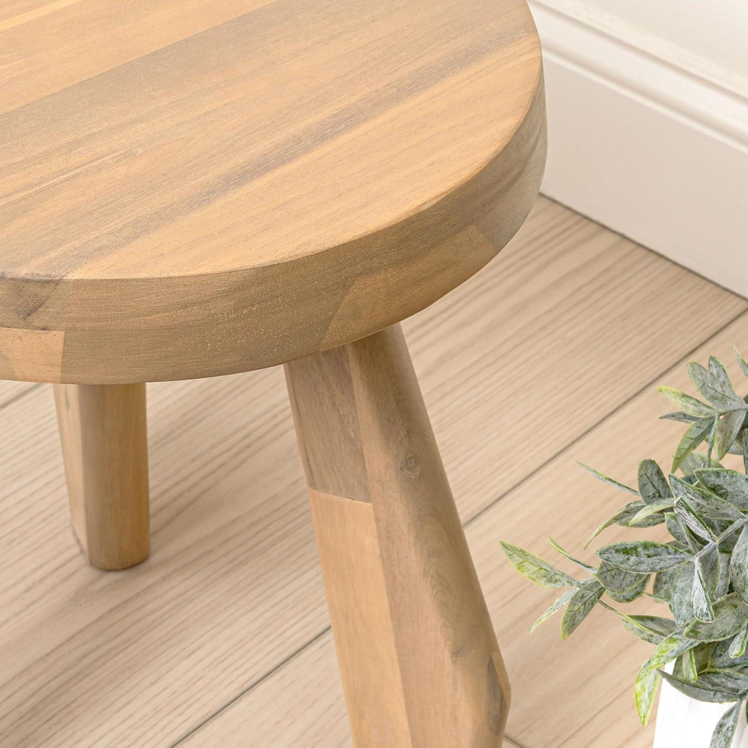 image:imageJONATHAN Y Rustic Coastal 15 Light Wood Solid Acacia Wood Outdoor Stool Tripod Round Patio Garden Stool Weather Resistant Accent Side Table for Porch Deck Lawn STL2000BLight
