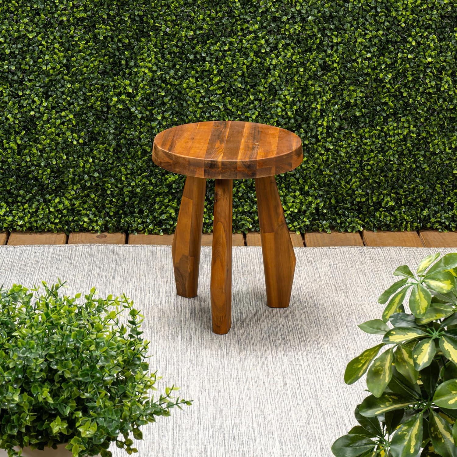 image:imageJONATHAN Y Rustic Coastal 15 Light Wood Solid Acacia Wood Outdoor Stool Tripod Round Patio Garden Stool Weather Resistant Accent Side Table for Porch Deck Lawn STL2000BNatural
