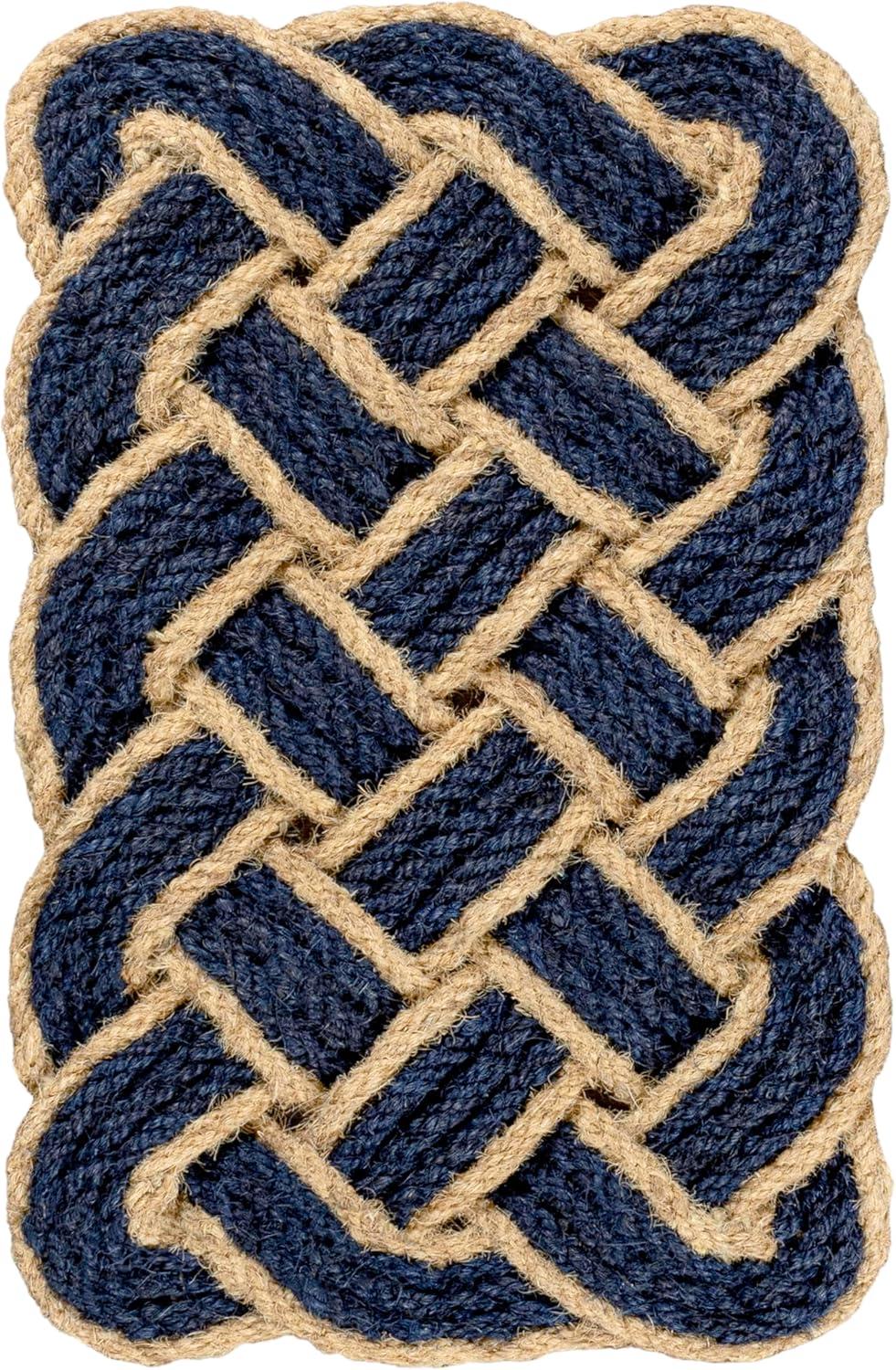 image:imageJONATHAN Y Scalloped Basketweave Coir Indoor Outdoor Mat 18X30 NaturalBleach Maeve Classic Coastal for Backyard Patio Porch EasyCleaning High Traffic PetFriendly NonShedding NRF100B1830NavyBleach