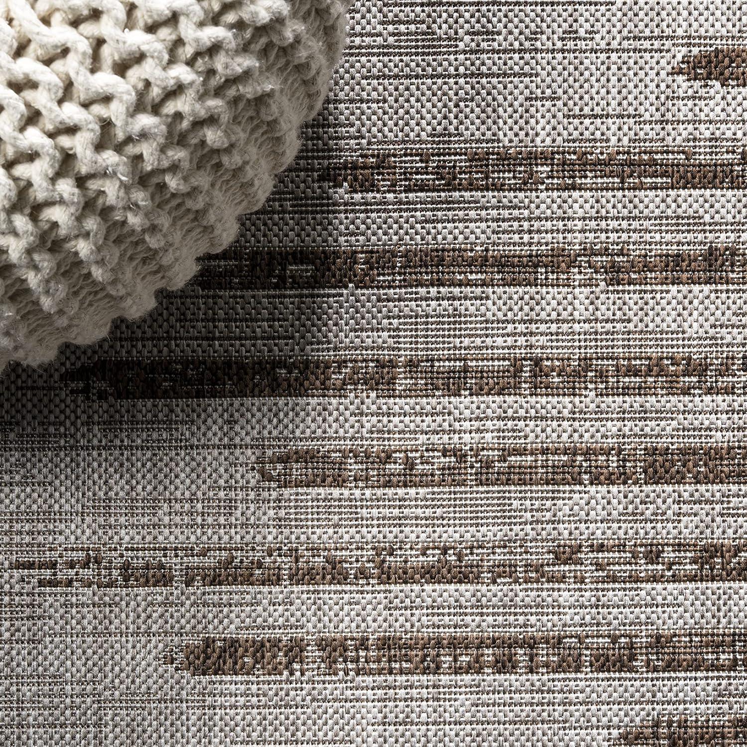 image:imageJONATHAN Y Stripe Geometric Indoor Outdoor Runner Rug 2X10 BeigeBrown Zolak Berber for Backyard Patio Porch EasyCleaning High Traffic PetFriendly NonShedding SMB124A210BeigeBrown