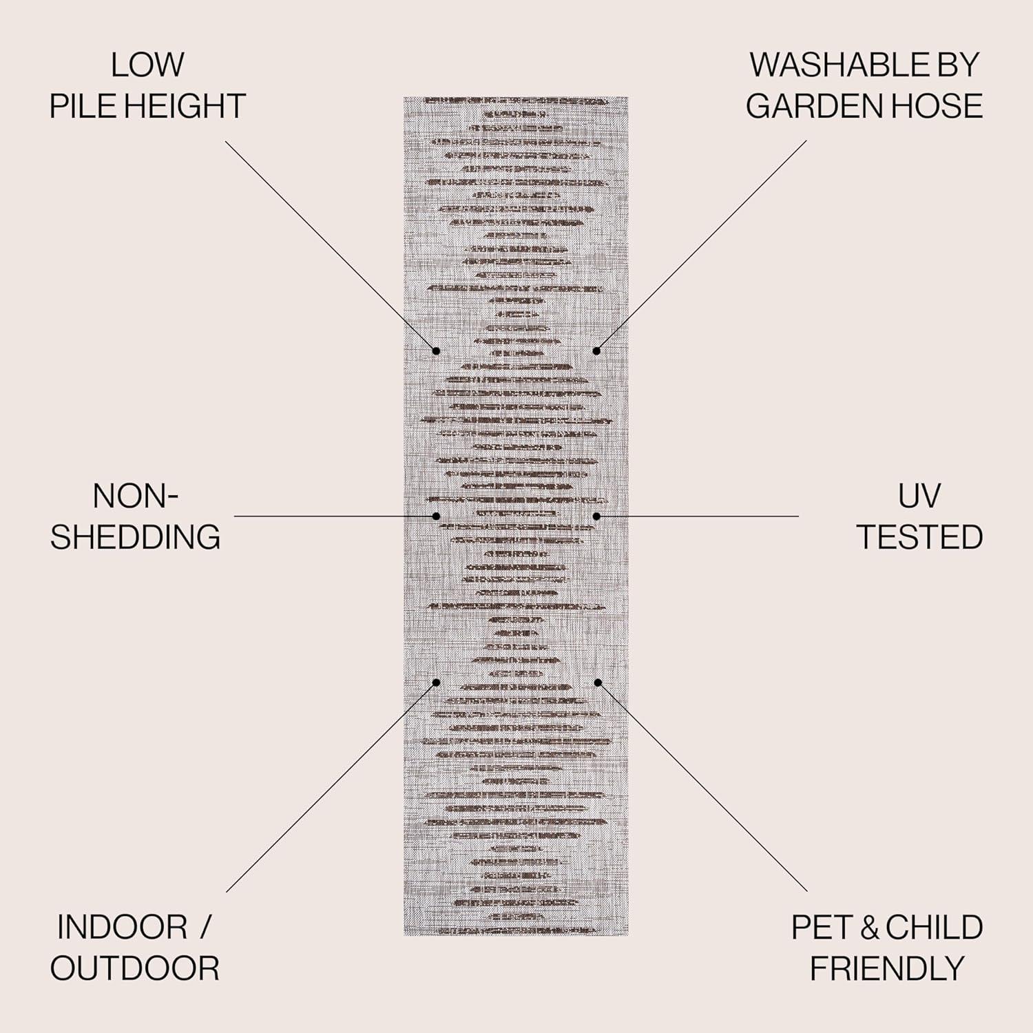 image:imageJONATHAN Y Stripe Geometric Indoor Outdoor Runner Rug 2X10 BeigeBrown Zolak Berber for Backyard Patio Porch EasyCleaning High Traffic PetFriendly NonShedding SMB124A210BeigeBrown