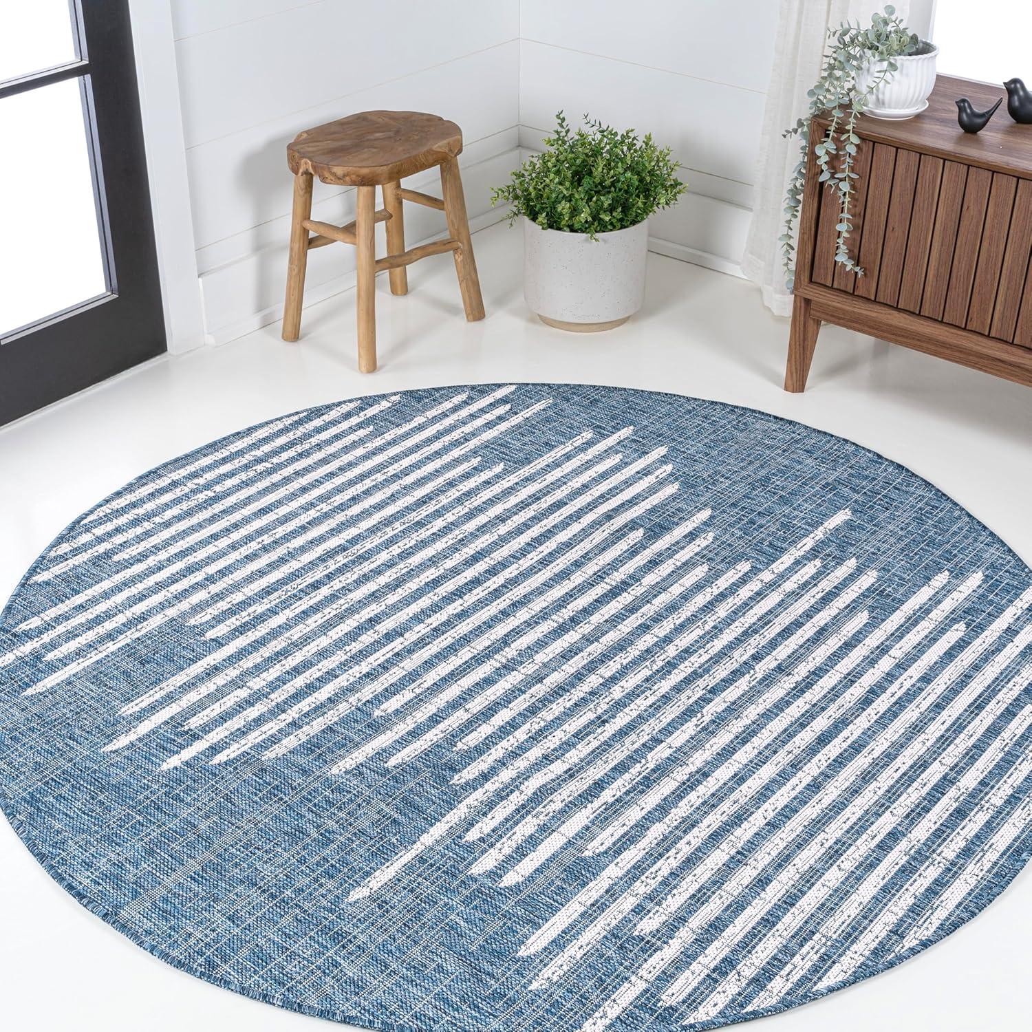 image:imageJONATHAN Y Stripe Geometric Indoor Outdoor Runner Rug 2X10 BeigeBrown Zolak Berber for Backyard Patio Porch EasyCleaning High Traffic PetFriendly NonShedding SMB124A210BlueIvory