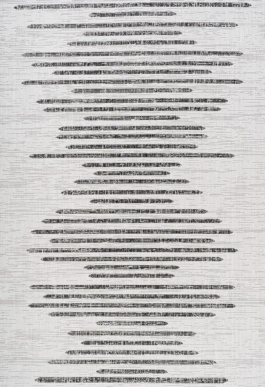 image:imageJONATHAN Y Stripe Geometric Indoor Outdoor Runner Rug 2X10 BeigeBrown Zolak Berber for Backyard Patio Porch EasyCleaning High Traffic PetFriendly NonShedding SMB124A210IvoryBlack