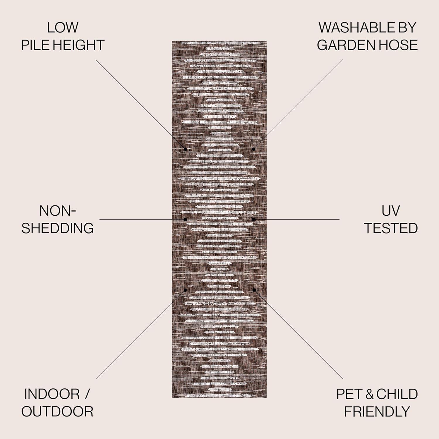 image:imageJONATHAN Y Stripe Geometric Indoor Outdoor Runner Rug 2X10 BeigeBrown Zolak Berber for Backyard Patio Porch EasyCleaning High Traffic PetFriendly NonShedding SMB124A210BrownBeige