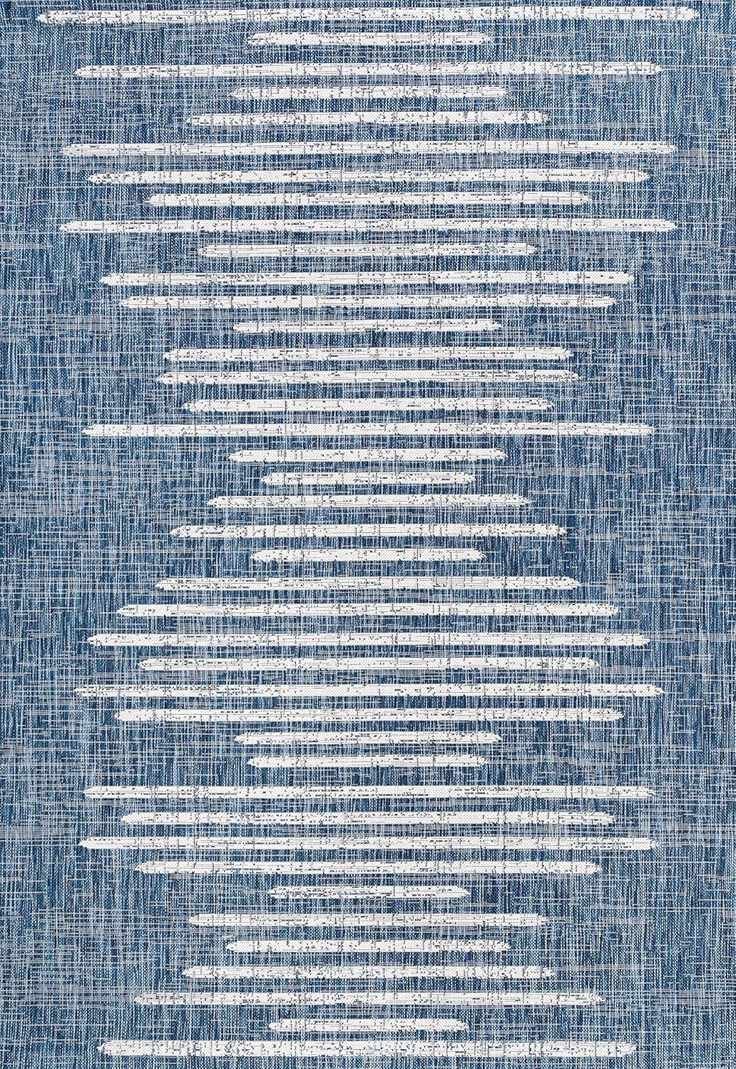 image:imageJONATHAN Y Stripe Geometric Indoor Outdoor Runner Rug 2X10 BeigeBrown Zolak Berber for Backyard Patio Porch EasyCleaning High Traffic PetFriendly NonShedding SMB124A210BlueIvory