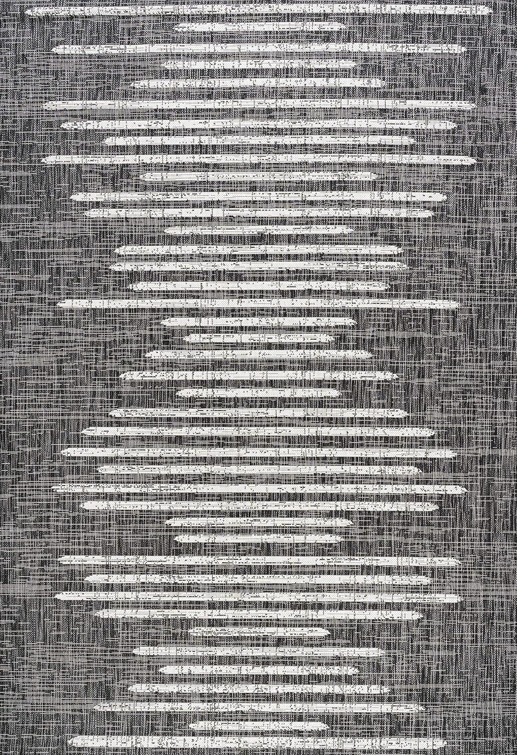 image:imageJONATHAN Y Stripe Geometric Indoor Outdoor Runner Rug 2X10 BeigeBrown Zolak Berber for Backyard Patio Porch EasyCleaning High Traffic PetFriendly NonShedding SMB124A210BlackIvory