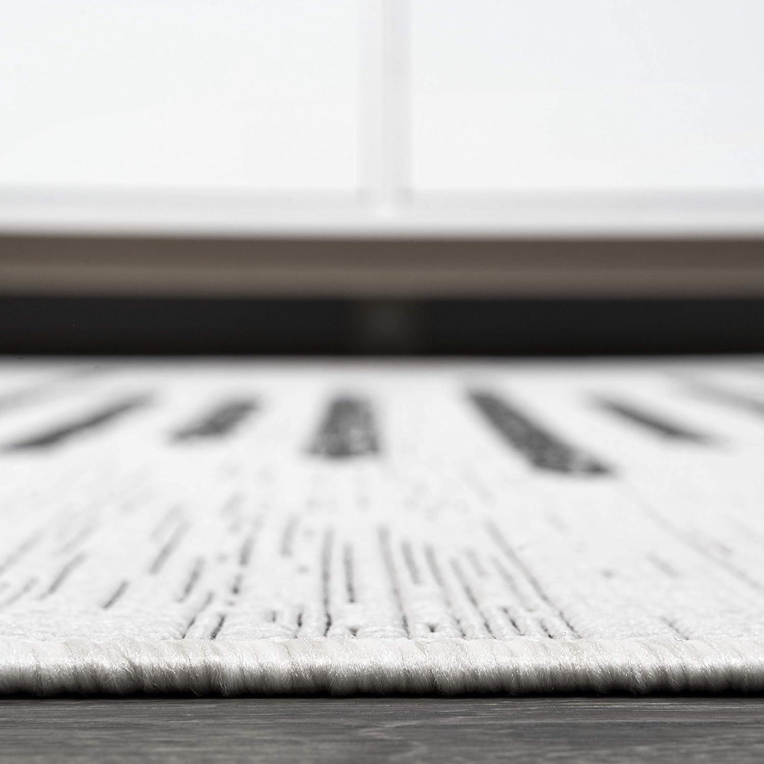 image:imageJONATHAN Y Stripe Geometric Indoor Outdoor Runner Rug 2X10 BeigeBrown Zolak Berber for Backyard Patio Porch EasyCleaning High Traffic PetFriendly NonShedding SMB124A210IvoryBlack