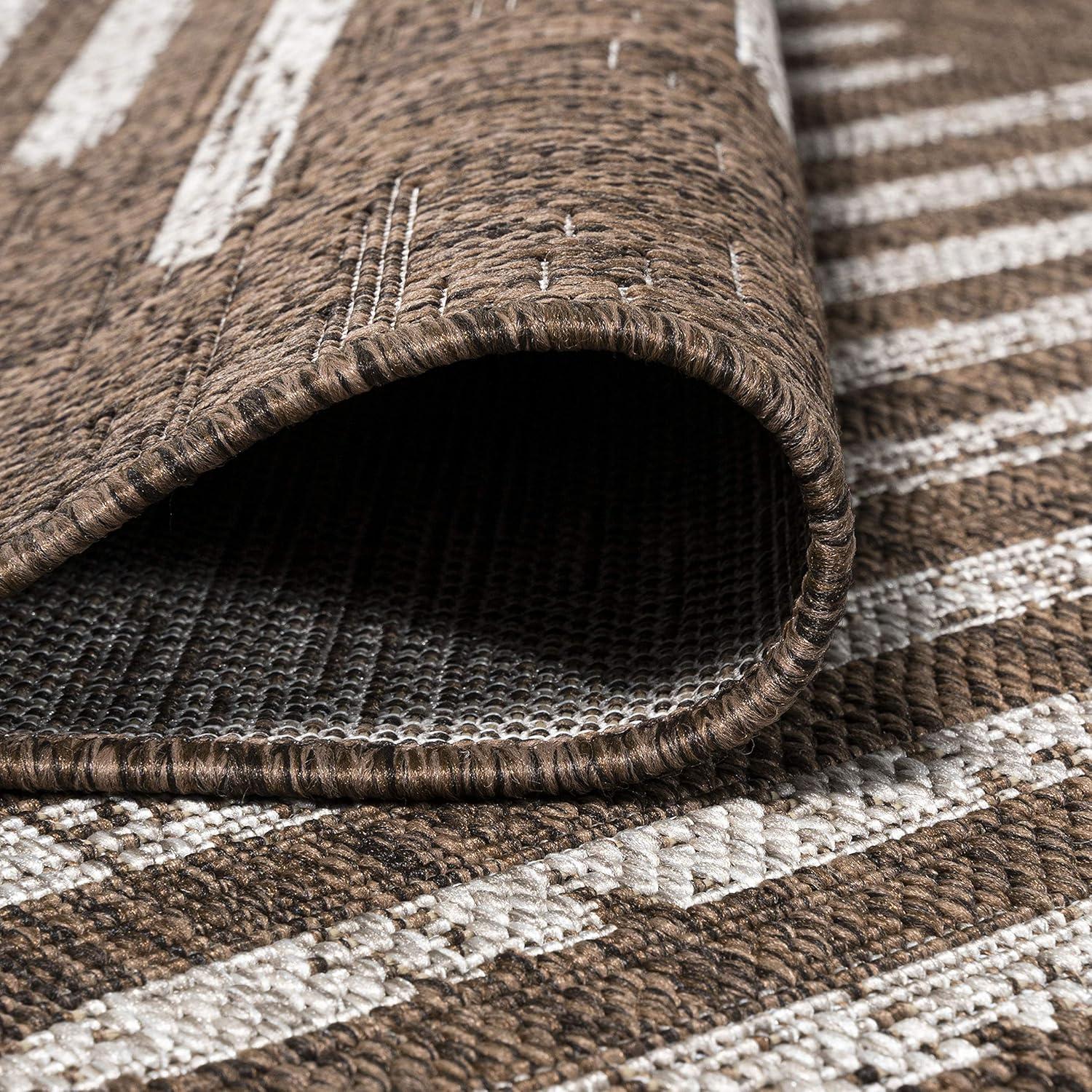 image:imageJONATHAN Y Stripe Geometric Indoor Outdoor Runner Rug 2X10 BeigeBrown Zolak Berber for Backyard Patio Porch EasyCleaning High Traffic PetFriendly NonShedding SMB124A210BrownBeige