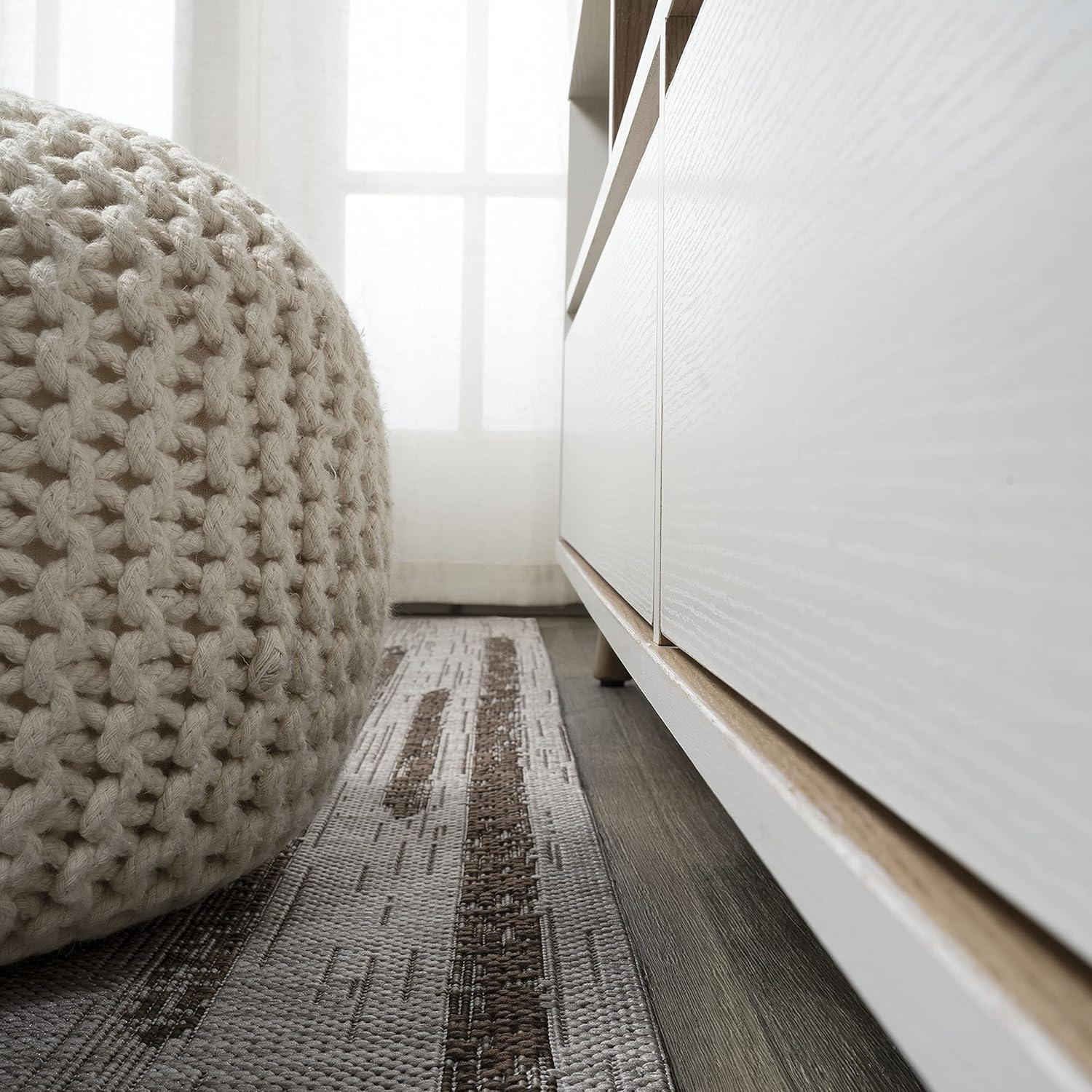 image:imageJONATHAN Y Stripe Geometric Indoor Outdoor Runner Rug 2X10 BeigeBrown Zolak Berber for Backyard Patio Porch EasyCleaning High Traffic PetFriendly NonShedding SMB124A210BeigeBrown