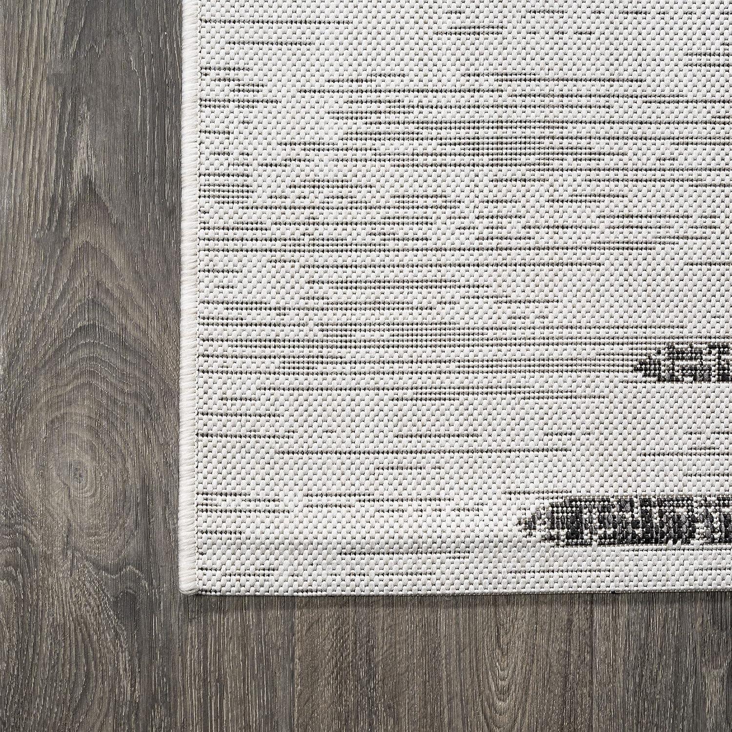 image:imageJONATHAN Y Stripe Geometric Indoor Outdoor Runner Rug 2X10 BeigeBrown Zolak Berber for Backyard Patio Porch EasyCleaning High Traffic PetFriendly NonShedding SMB124A210IvoryBlack