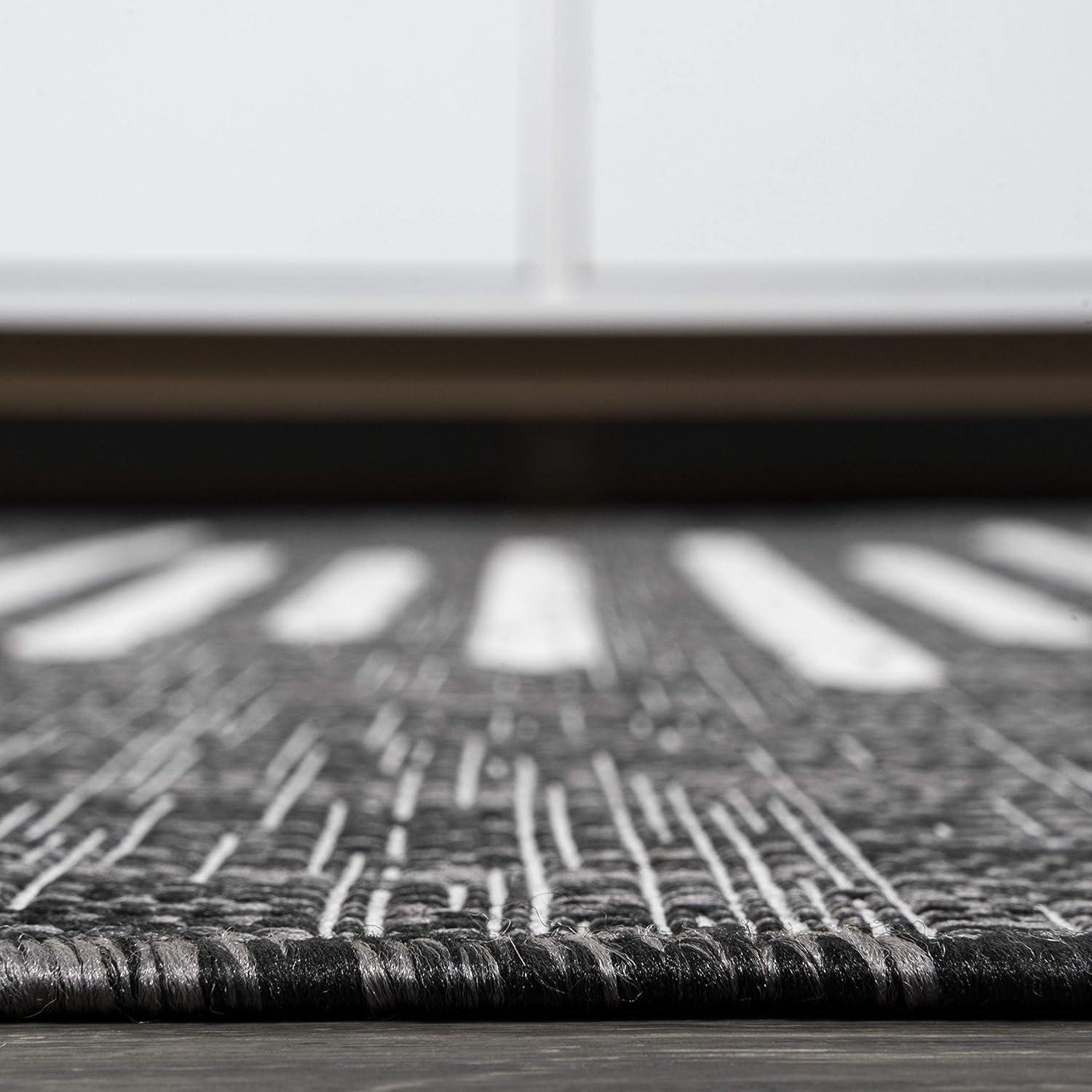 image:imageJONATHAN Y Stripe Geometric Indoor Outdoor Runner Rug 2X10 BeigeBrown Zolak Berber for Backyard Patio Porch EasyCleaning High Traffic PetFriendly NonShedding SMB124A210BlackIvory