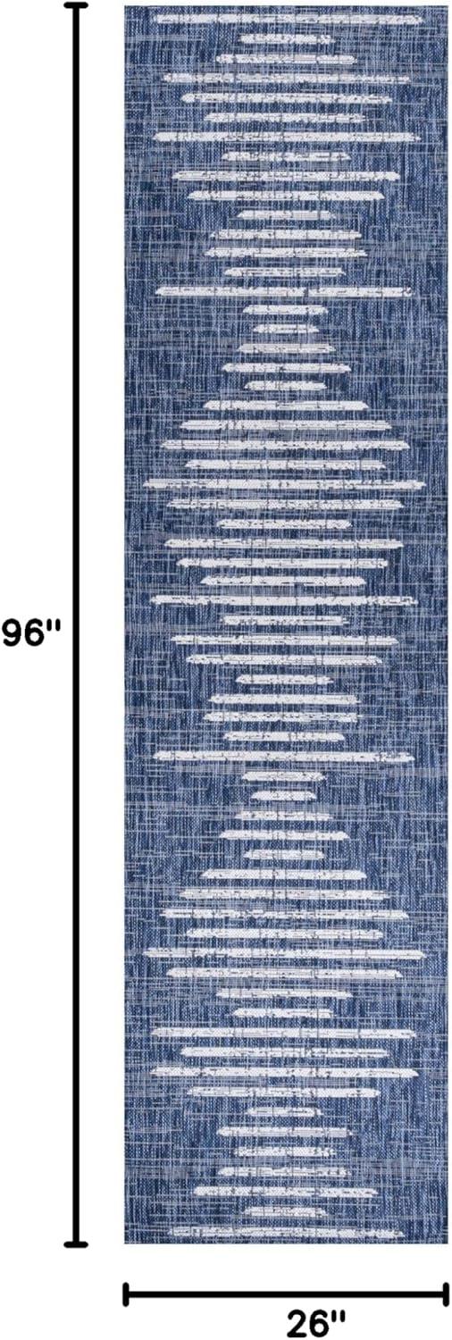image:imageJONATHAN Y Stripe Geometric Indoor Outdoor Runner Rug 2X10 BeigeBrown Zolak Berber for Backyard Patio Porch EasyCleaning High Traffic PetFriendly NonShedding SMB124A210BlueIvory