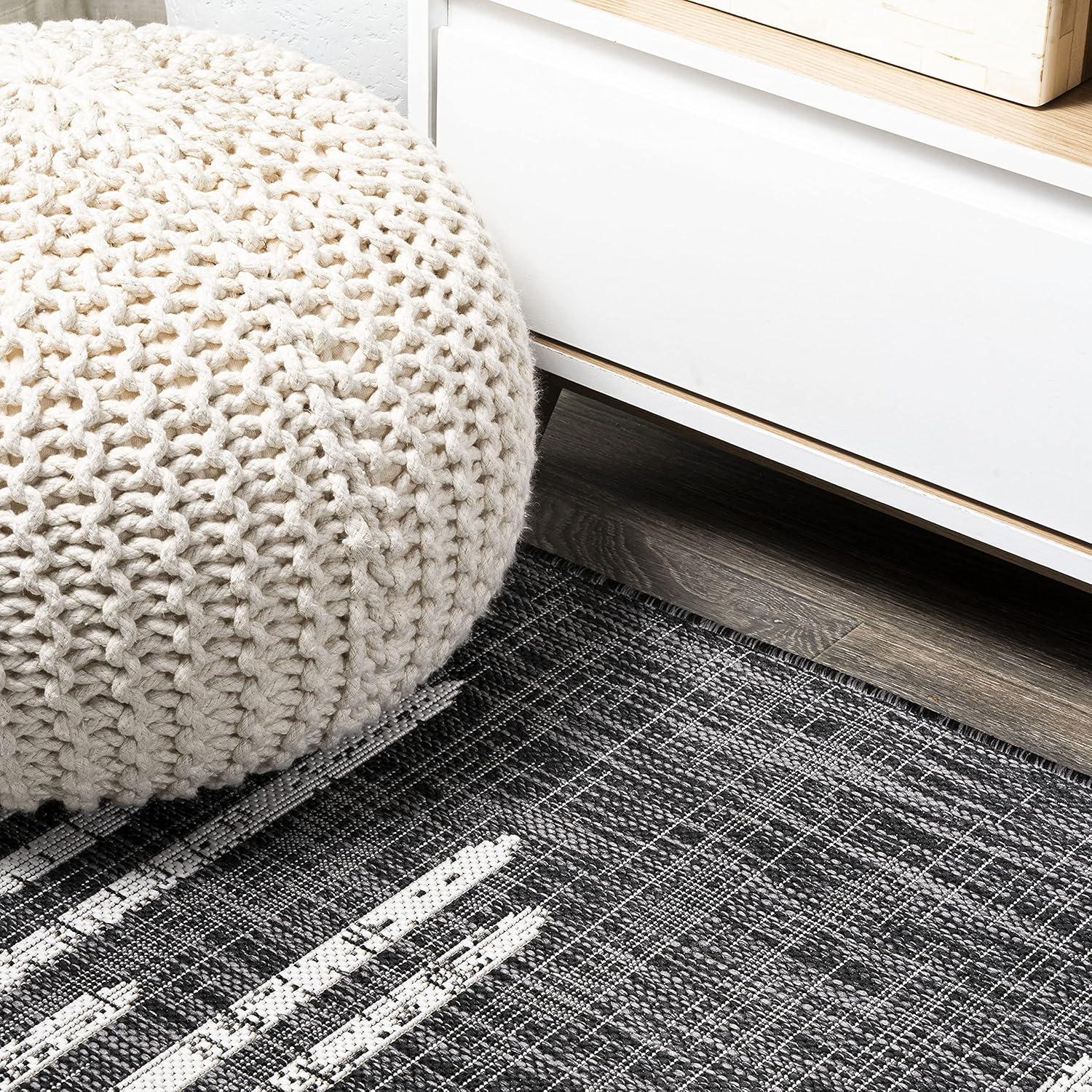 image:imageJONATHAN Y Stripe Geometric Indoor Outdoor Runner Rug 2X10 BeigeBrown Zolak Berber for Backyard Patio Porch EasyCleaning High Traffic PetFriendly NonShedding SMB124A210BlackIvory