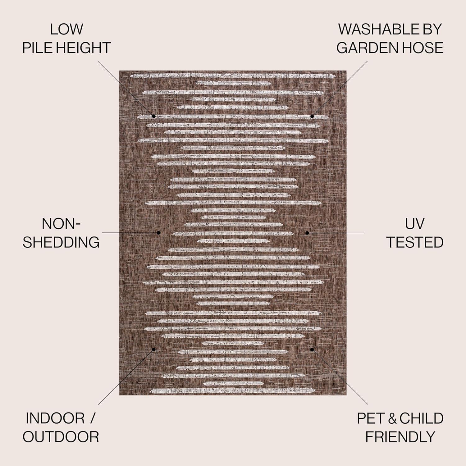 image:imageJONATHAN Y Stripe Geometric Indoor Outdoor Runner Rug 2X10 BeigeBrown Zolak Berber for Backyard Patio Porch EasyCleaning High Traffic PetFriendly NonShedding SMB124A210BrownBeige
