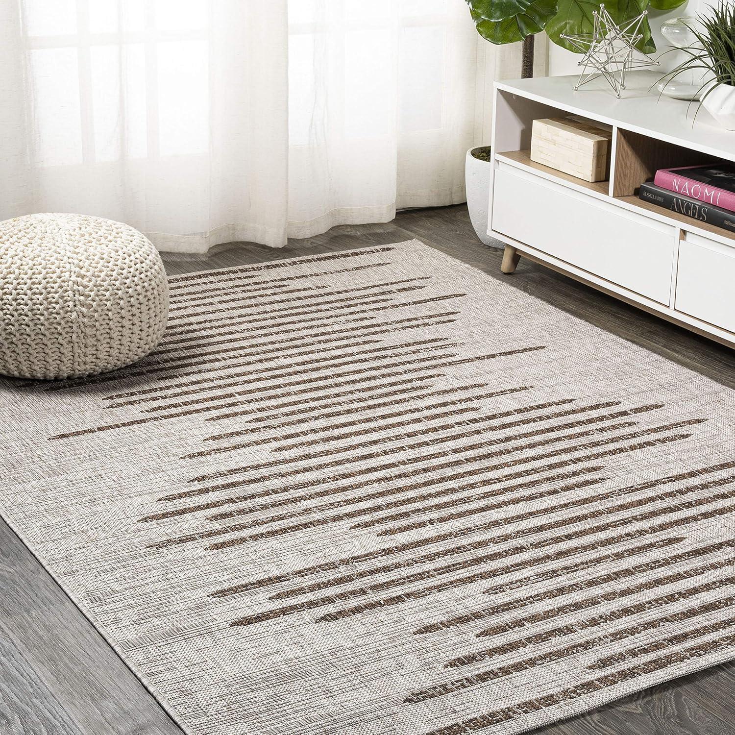 image:imageJONATHAN Y Stripe Geometric Indoor Outdoor Runner Rug 2X10 BeigeBrown Zolak Berber for Backyard Patio Porch EasyCleaning High Traffic PetFriendly NonShedding SMB124A210BeigeBrown