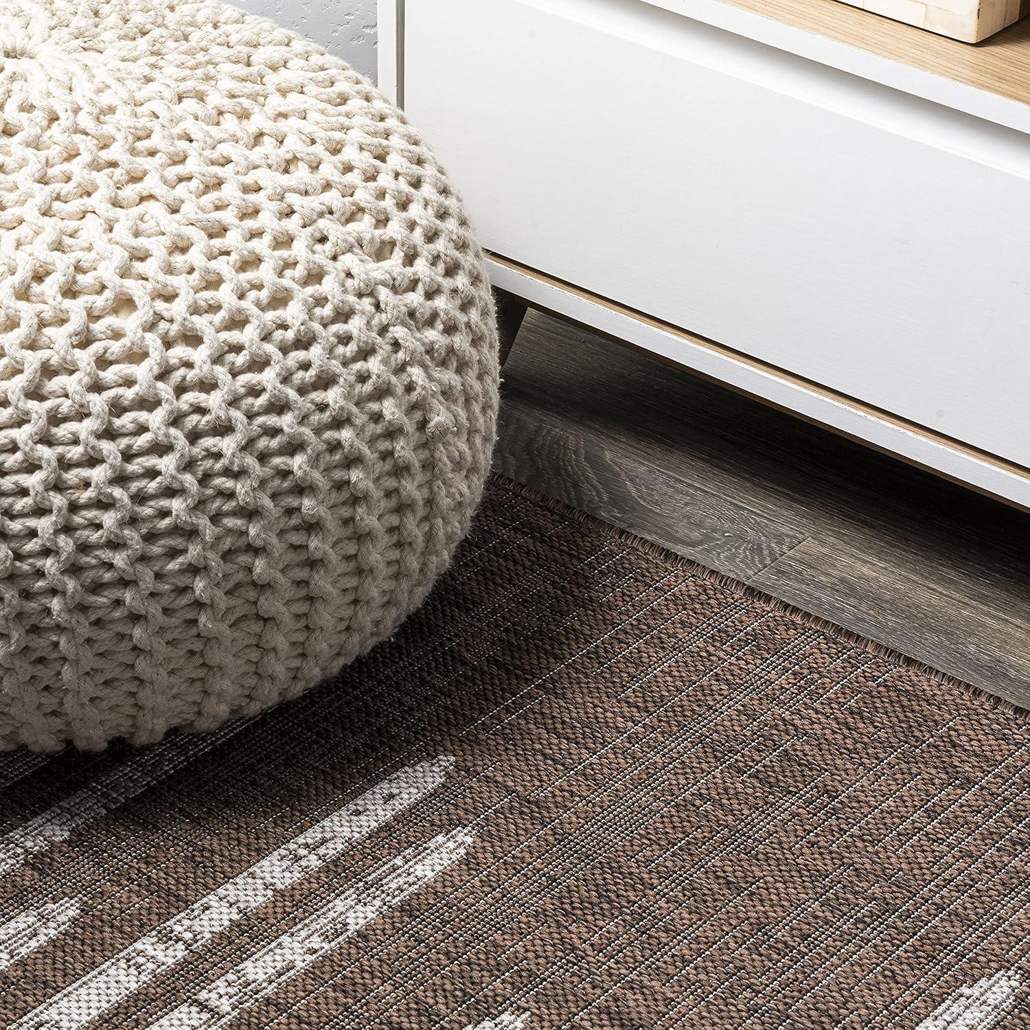 image:imageJONATHAN Y Stripe Geometric Indoor Outdoor Runner Rug 2X10 BeigeBrown Zolak Berber for Backyard Patio Porch EasyCleaning High Traffic PetFriendly NonShedding SMB124A210BrownBeige