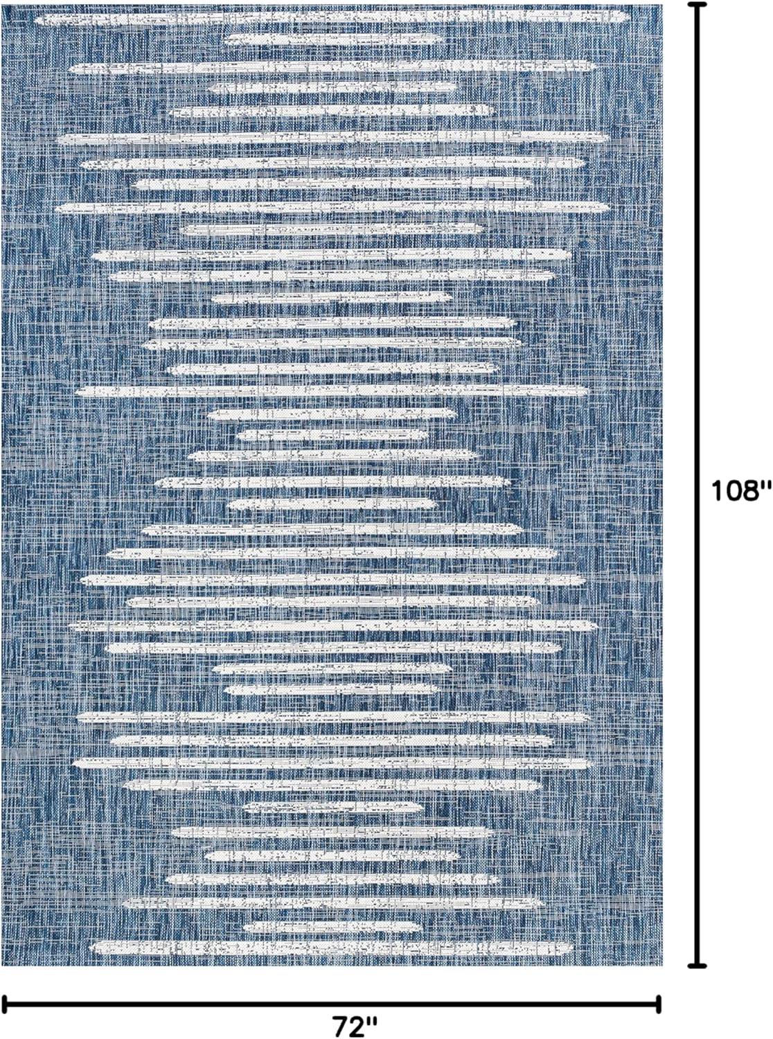 image:imageJONATHAN Y Stripe Geometric Indoor Outdoor Runner Rug 2X10 BeigeBrown Zolak Berber for Backyard Patio Porch EasyCleaning High Traffic PetFriendly NonShedding SMB124A210BlueIvory