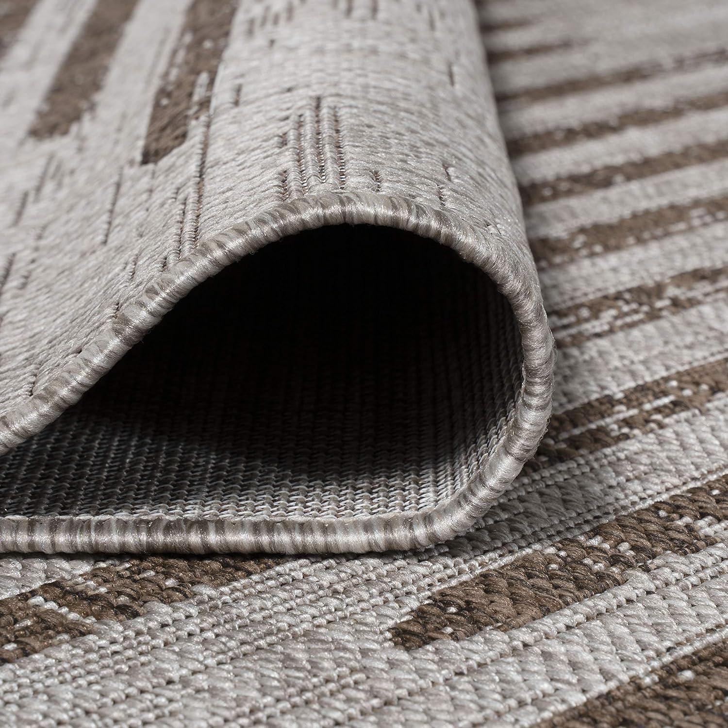 image:imageJONATHAN Y Stripe Geometric Indoor Outdoor Runner Rug 2X10 BeigeBrown Zolak Berber for Backyard Patio Porch EasyCleaning High Traffic PetFriendly NonShedding SMB124A210BeigeBrown