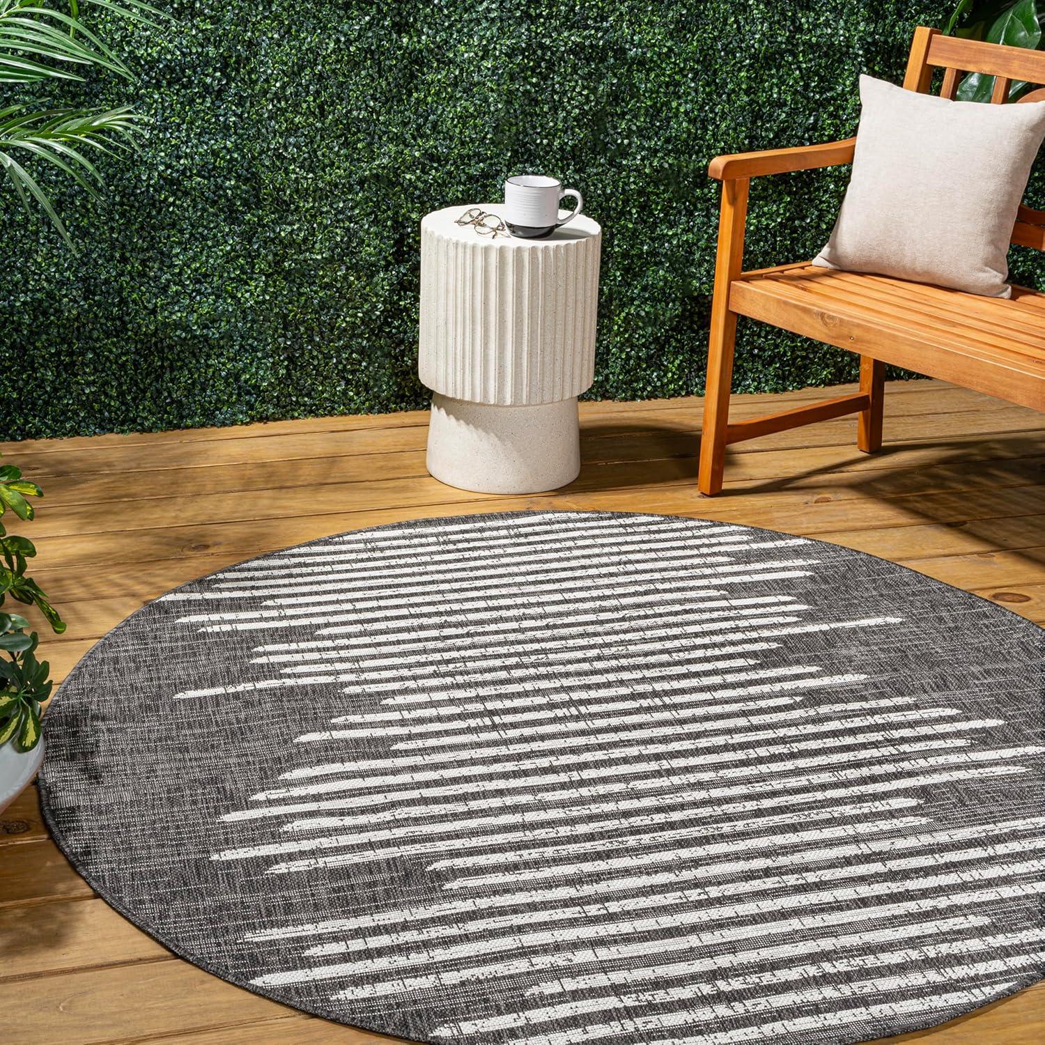 image:imageJONATHAN Y Stripe Geometric Indoor Outdoor Runner Rug 2X10 BeigeBrown Zolak Berber for Backyard Patio Porch EasyCleaning High Traffic PetFriendly NonShedding SMB124A210BlackIvory
