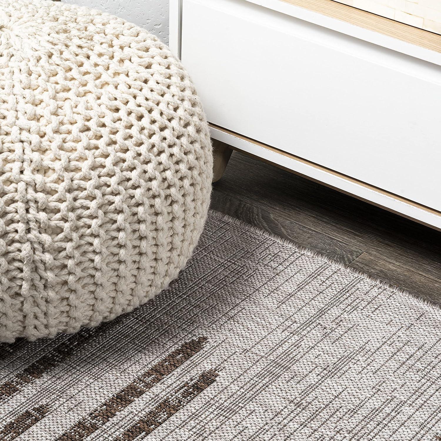image:imageJONATHAN Y Stripe Geometric Indoor Outdoor Runner Rug 2X10 BeigeBrown Zolak Berber for Backyard Patio Porch EasyCleaning High Traffic PetFriendly NonShedding SMB124A210BeigeBrown