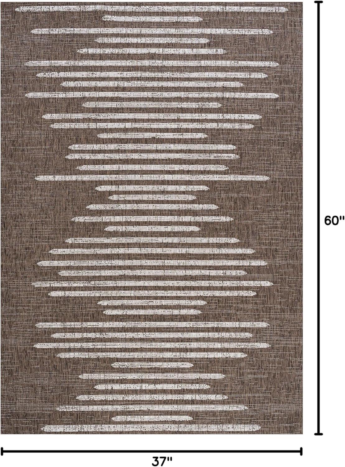 image:imageJONATHAN Y Stripe Geometric Indoor Outdoor Runner Rug 2X10 BeigeBrown Zolak Berber for Backyard Patio Porch EasyCleaning High Traffic PetFriendly NonShedding SMB124A210BrownBeige