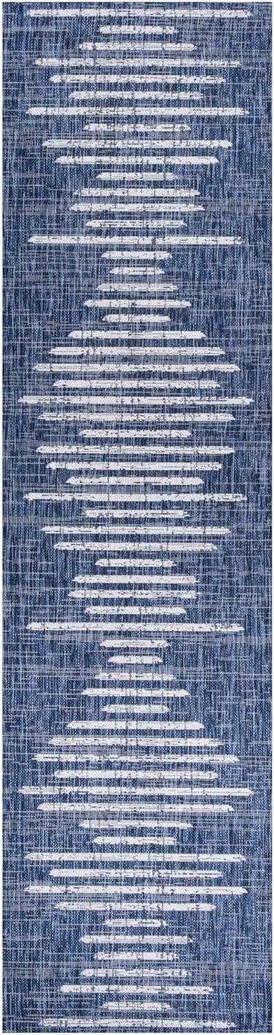 image:imageJONATHAN Y Stripe Geometric Indoor Outdoor Runner Rug 2X10 BeigeBrown Zolak Berber for Backyard Patio Porch EasyCleaning High Traffic PetFriendly NonShedding SMB124A210BlueIvory