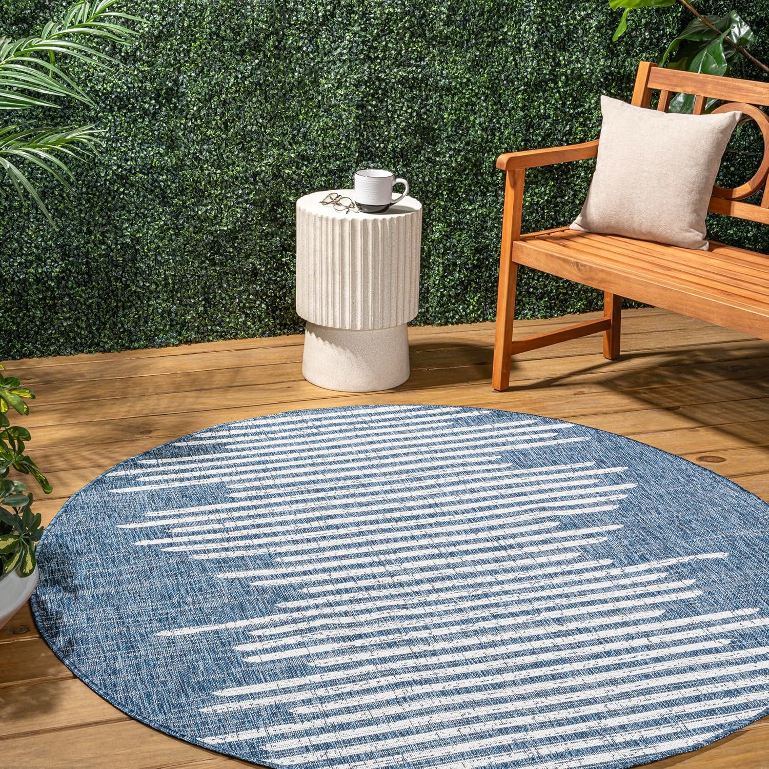 image:imageJONATHAN Y Stripe Geometric Indoor Outdoor Runner Rug 2X10 BeigeBrown Zolak Berber for Backyard Patio Porch EasyCleaning High Traffic PetFriendly NonShedding SMB124A210BlueIvory
