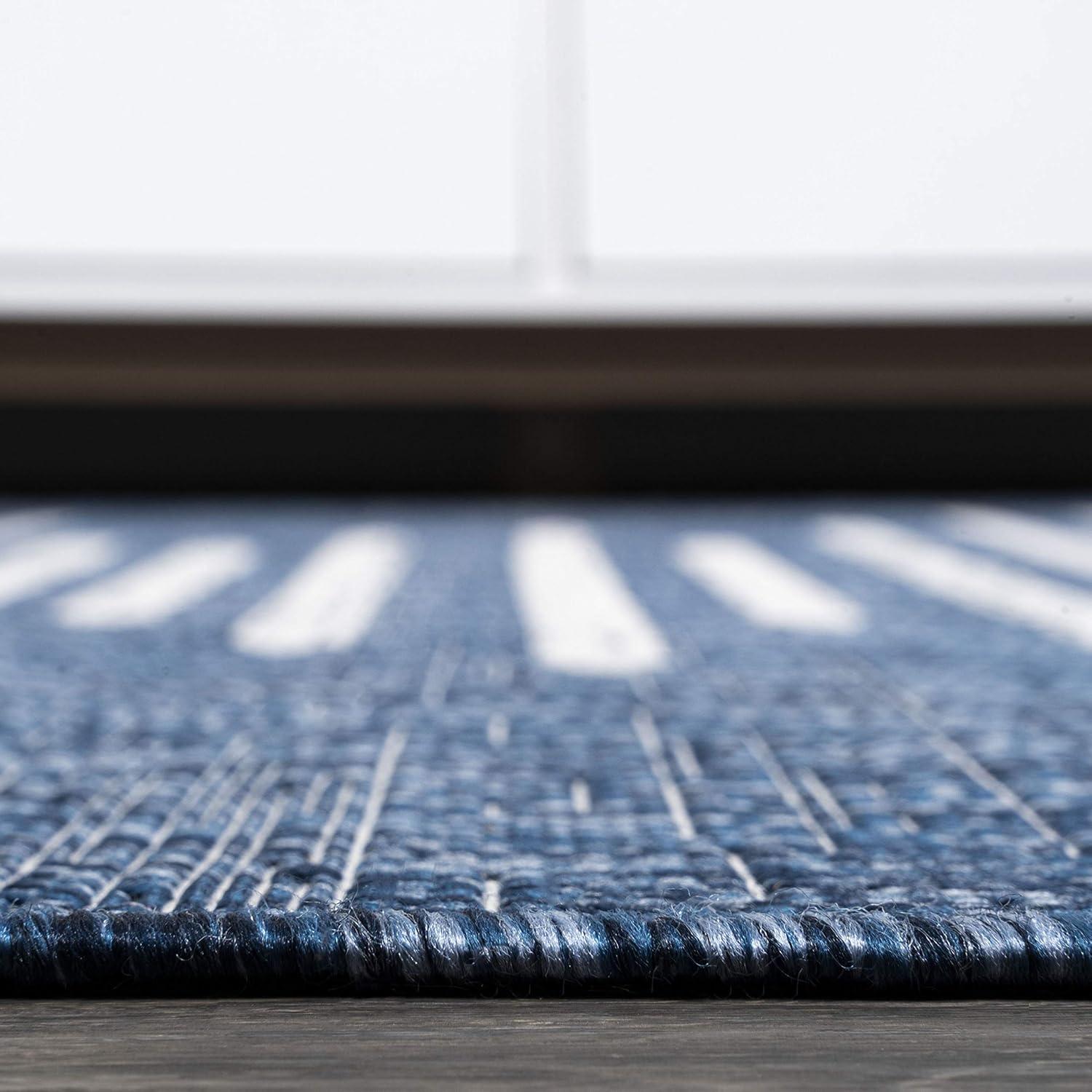 image:imageJONATHAN Y Stripe Geometric Indoor Outdoor Runner Rug 2X10 BeigeBrown Zolak Berber for Backyard Patio Porch EasyCleaning High Traffic PetFriendly NonShedding SMB124A210BlueIvory