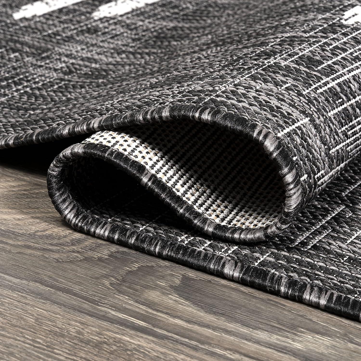 image:imageJONATHAN Y Stripe Geometric Indoor Outdoor Runner Rug 2X10 BeigeBrown Zolak Berber for Backyard Patio Porch EasyCleaning High Traffic PetFriendly NonShedding SMB124A210BlackIvory