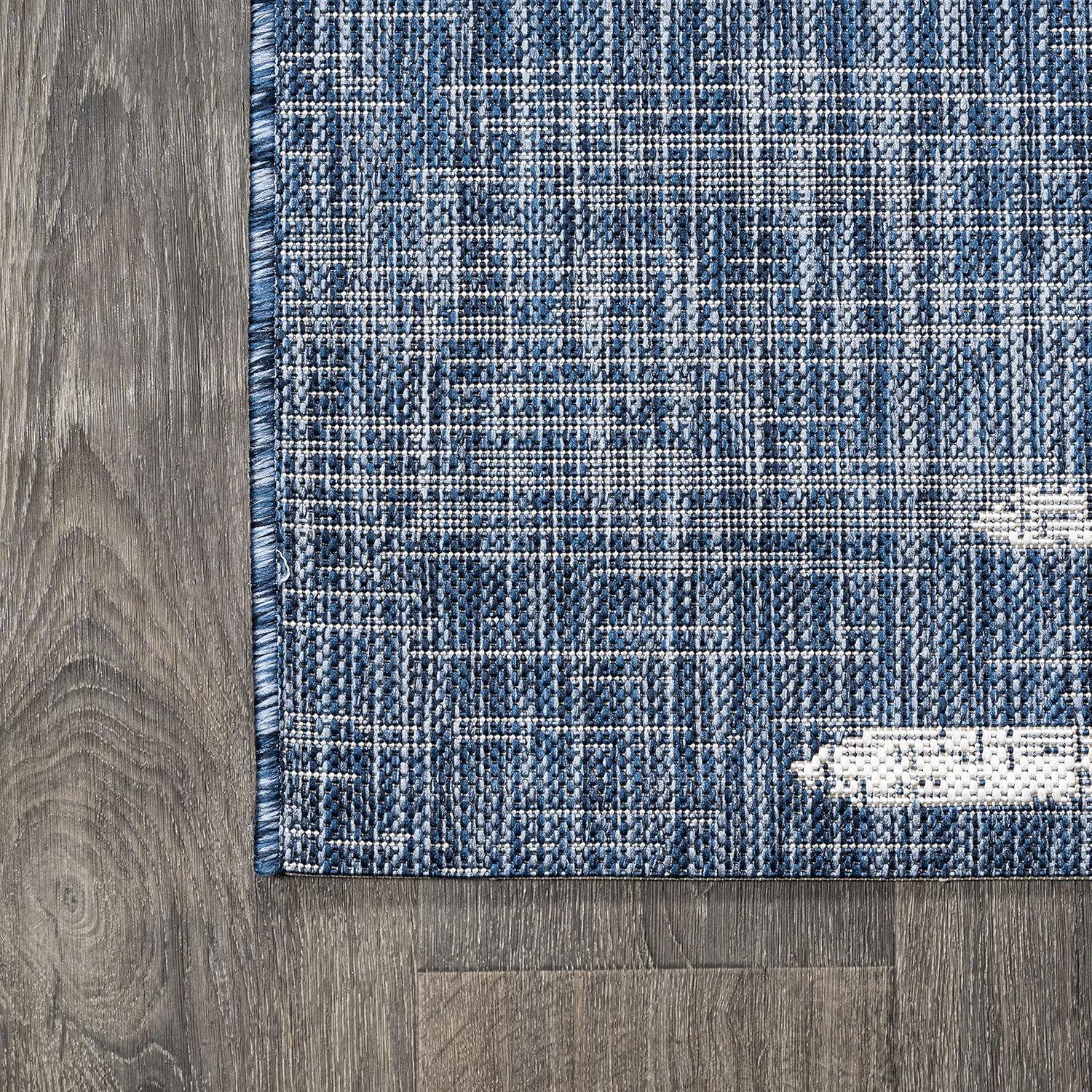 image:imageJONATHAN Y Stripe Geometric Indoor Outdoor Runner Rug 2X10 BeigeBrown Zolak Berber for Backyard Patio Porch EasyCleaning High Traffic PetFriendly NonShedding SMB124A210BlueIvory