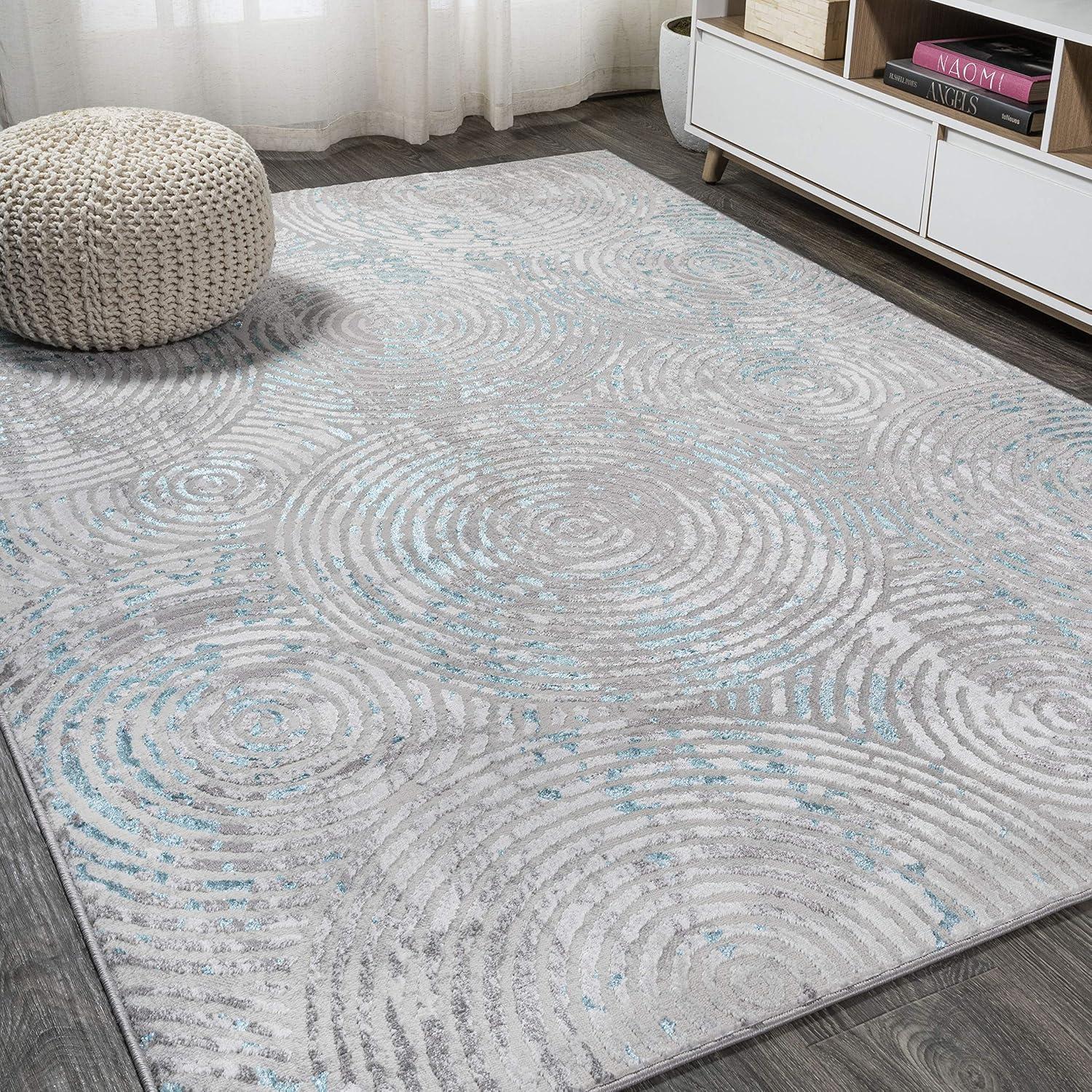 image:imageJONATHAN Y Timeworn Abstract GrayTurquoise Runner Rug 2X8 ft Modern for Living Room Bedroom Kitchen Office EasyCleaning High Traffic PetFriendly NonShedding SOR205A284 x 6 Rectangular