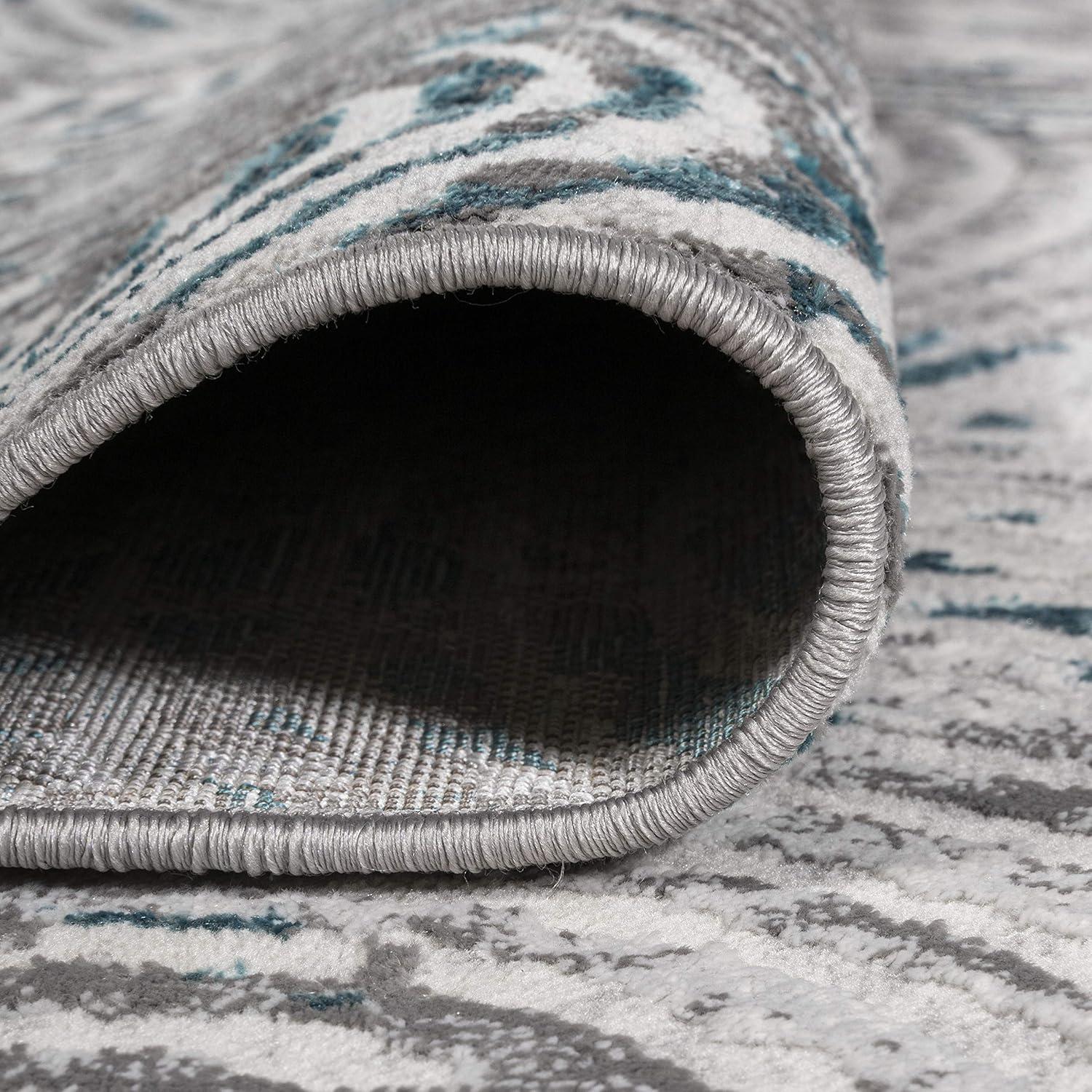 image:imageJONATHAN Y Timeworn Abstract GrayTurquoise Runner Rug 2X8 ft Modern for Living Room Bedroom Kitchen Office EasyCleaning High Traffic PetFriendly NonShedding SOR205A284 x 6 Rectangular