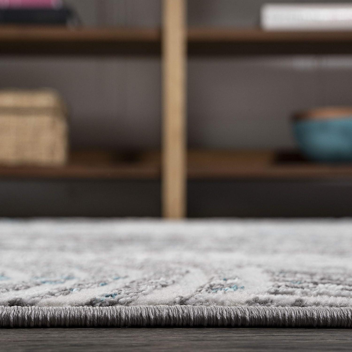 image:imageJONATHAN Y Timeworn Abstract GrayTurquoise Runner Rug 2X8 ft Modern for Living Room Bedroom Kitchen Office EasyCleaning High Traffic PetFriendly NonShedding SOR205A284 x 6 Rectangular