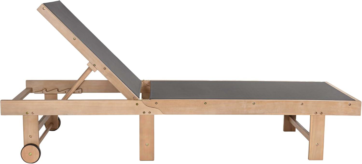 image:imageJONATHAN Y Trabuco Coastal Modern Acacia Wood Mesh 5Position Outdoor Foldable Chaise Lounge Set with Side Table WhiteLight TeakDark GrayLight Teak